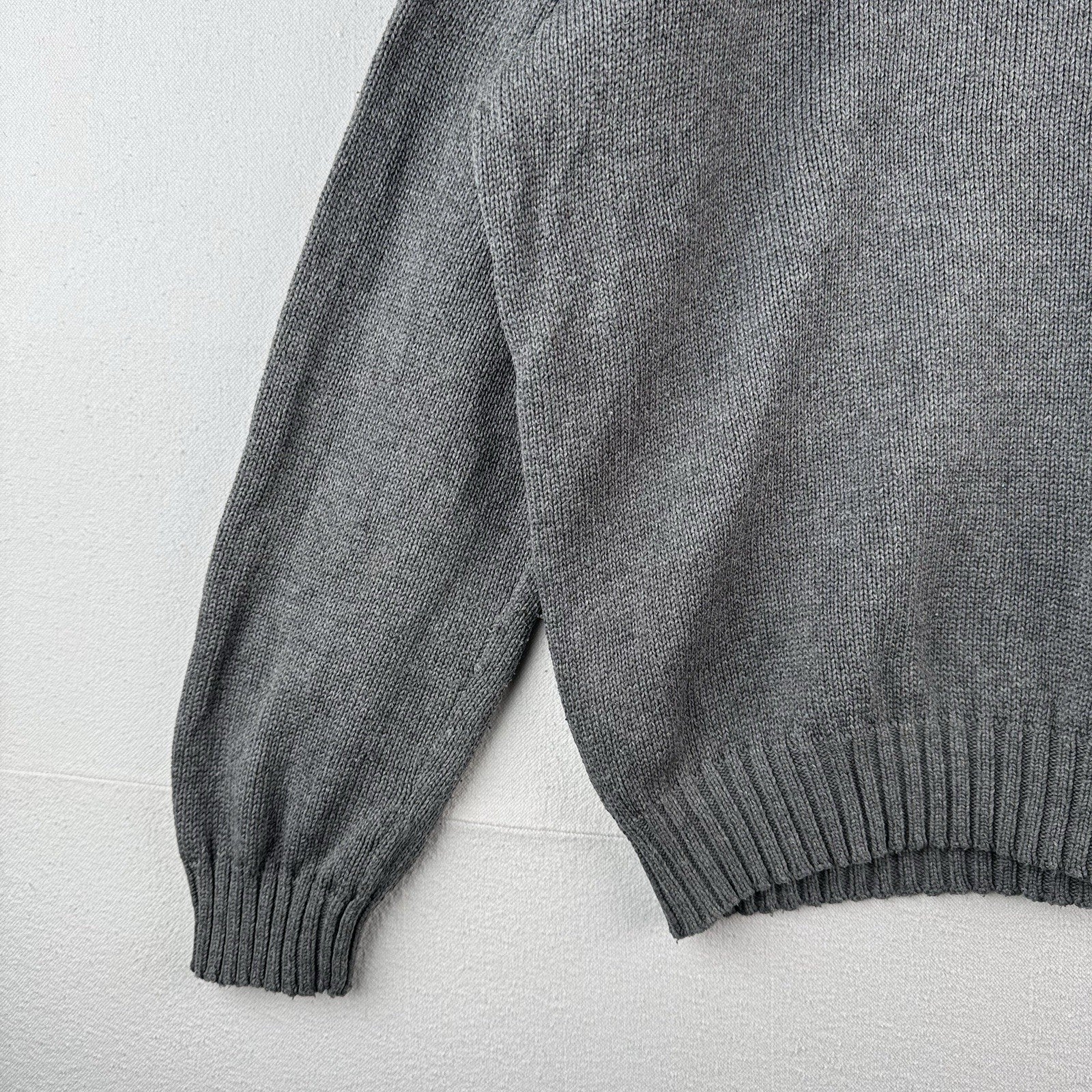 90's Vtg Polo Ralph Lauren Cotton Gray Knit Crewneck Sweater Men's 2XL Blue Pony