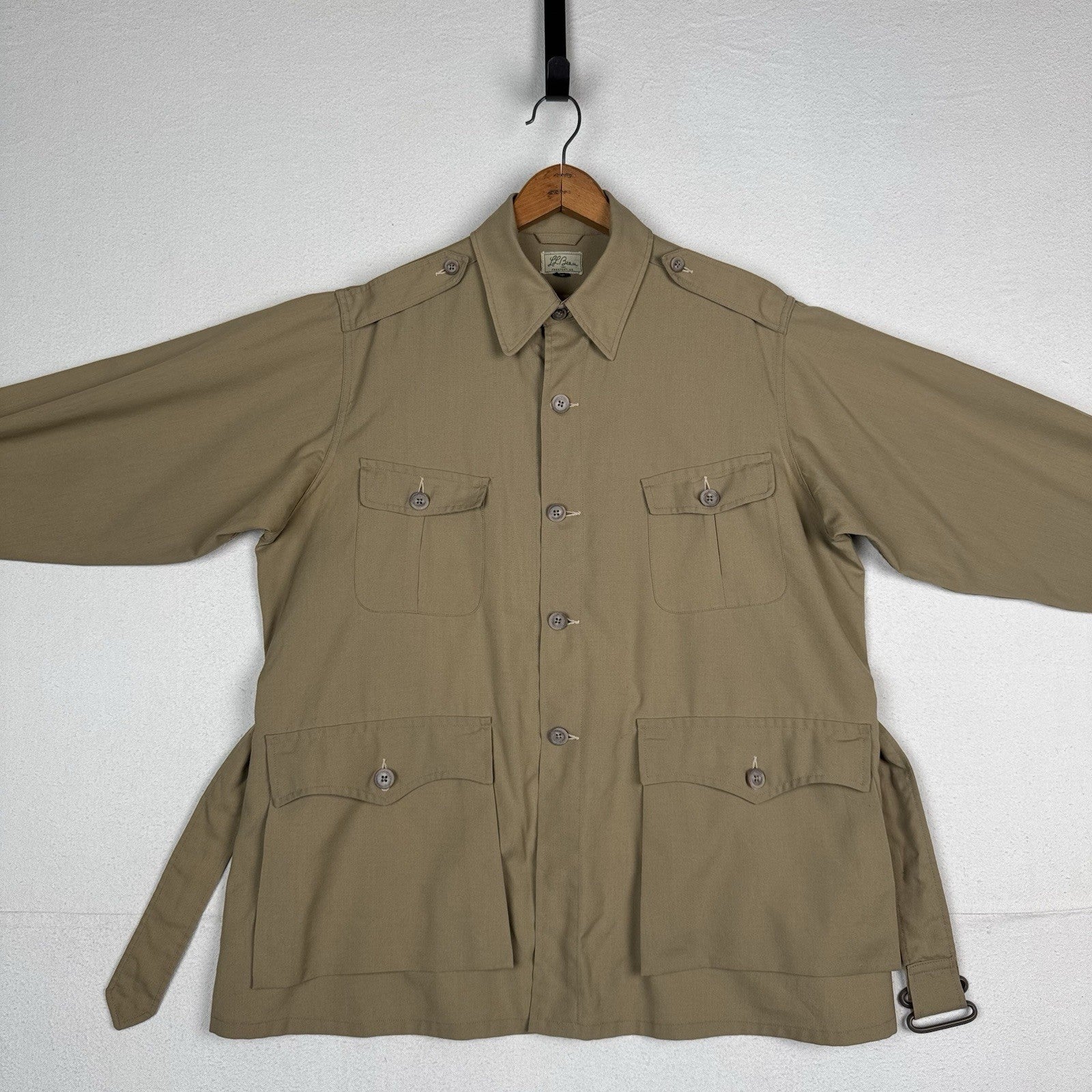 Vintage 60’s 70’s L.L. Bean Belted Khaki Safari Camp Jacket Men’s Size 40 (XL)