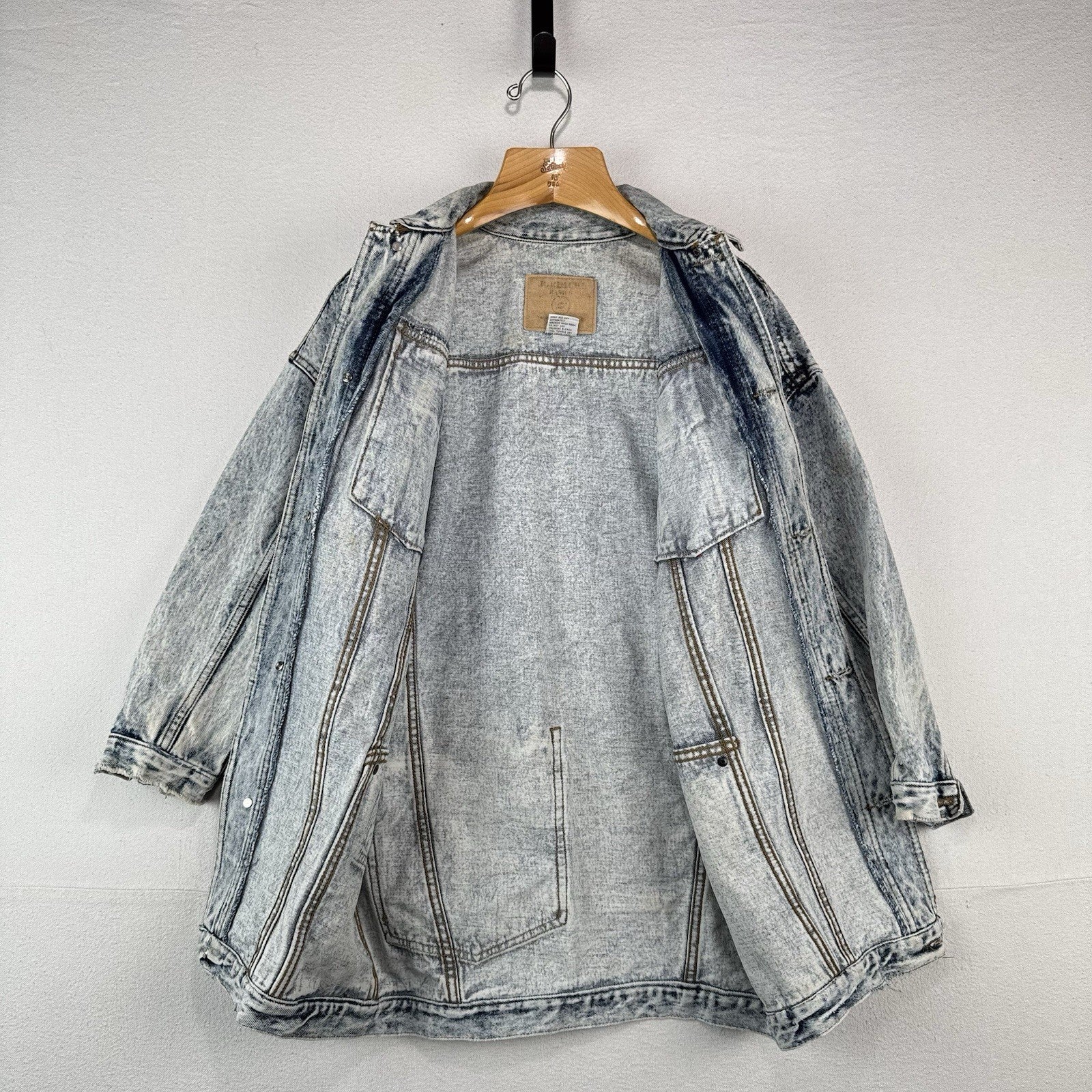 80s Vtg Jordache Acid Wash Light Blue Denim Jacket Long 3/4" Sleeve Women's S
