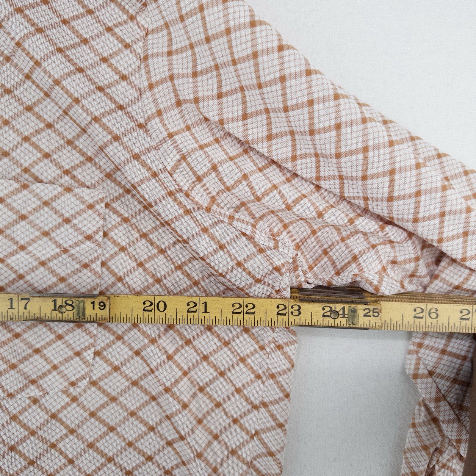 70’s Vtg Michel Daniel Paris Men's XL Orange Plaid Button Down Disco Shirt Thin