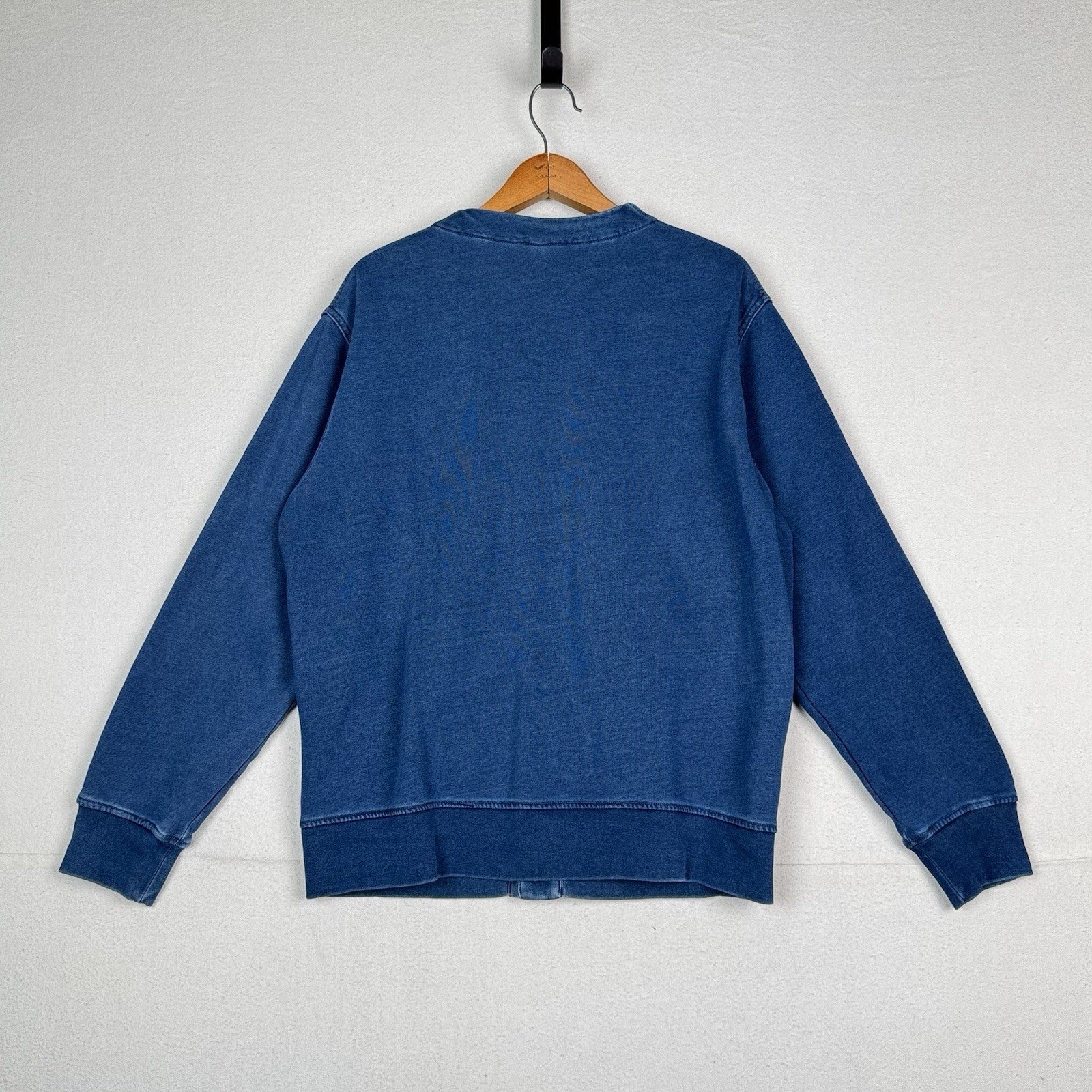 Uniqlo Indigo Dye Cardigan Sweatshirt Men’s Medium M w/Side Slit Pockets