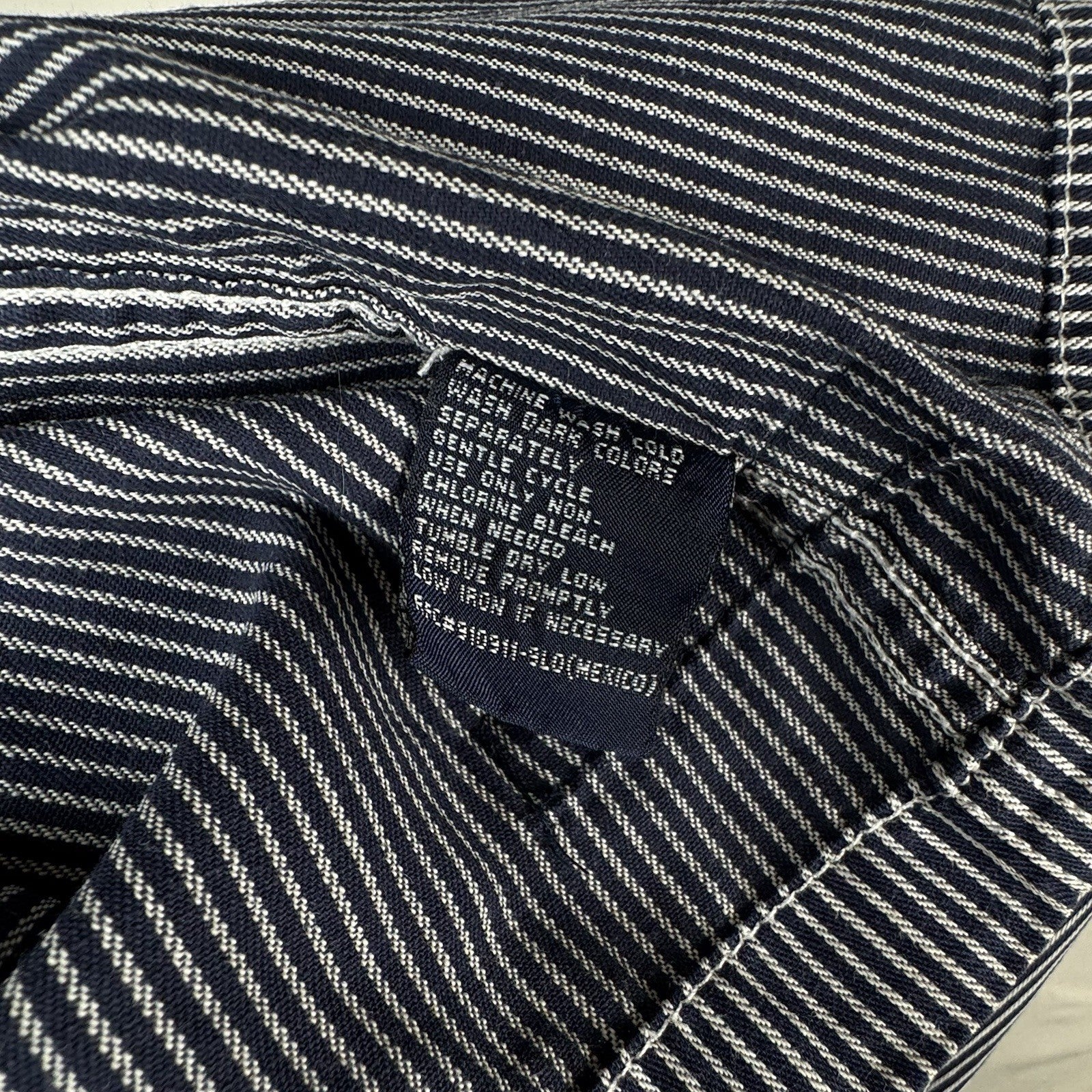 Vintage Bugle Boy 80s 90s Engineer Striped Long Sleeve Button Shirt Blue Men’s L