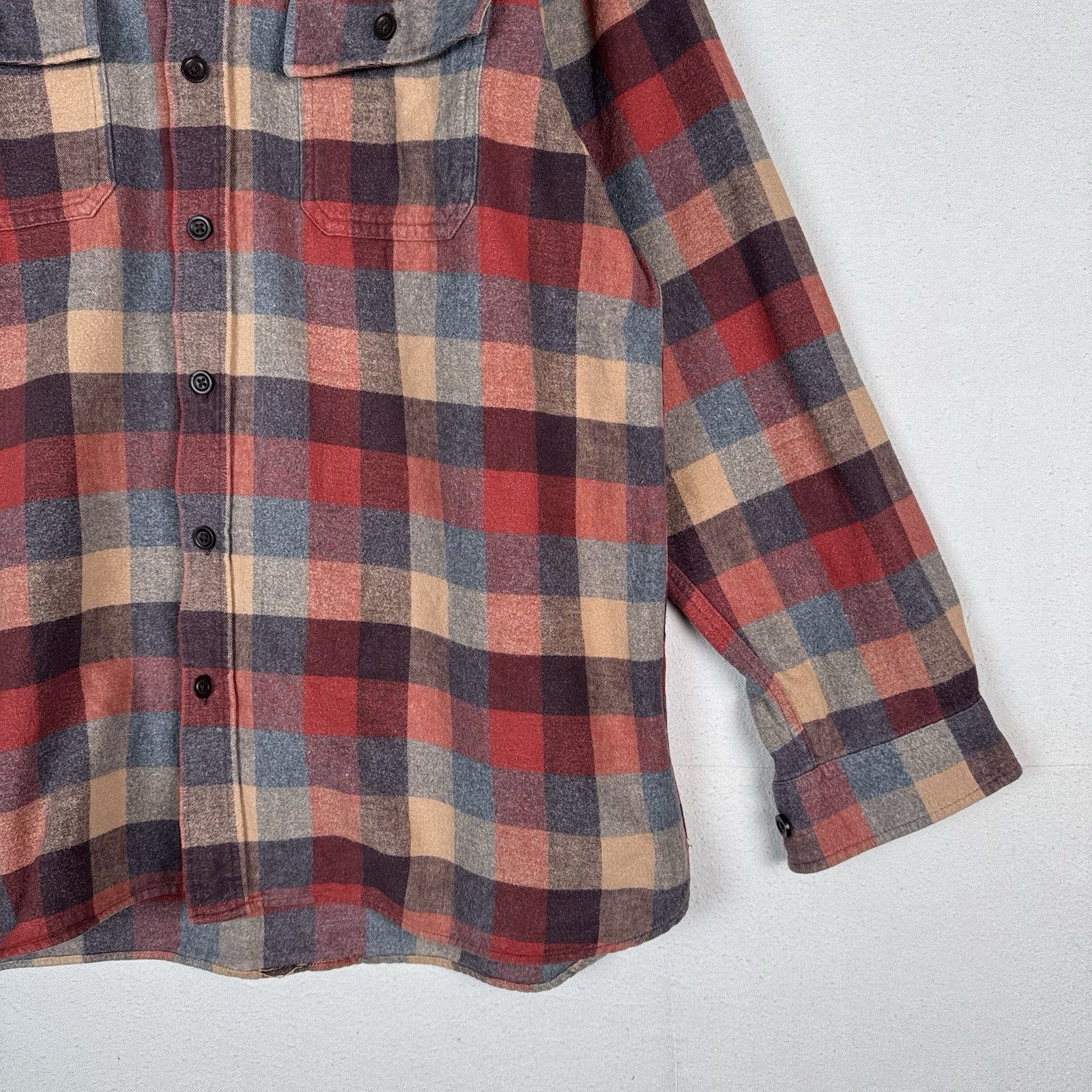 L.L. Bean Traditional Fit Chamois Flannel Shirt Men’s XL Apple Cinnamon Plaid
