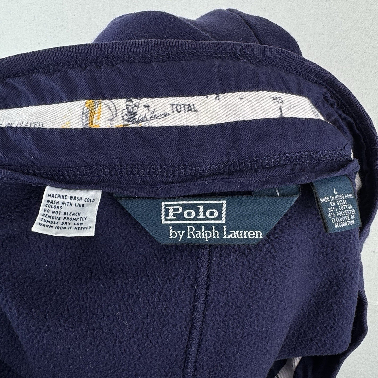 Polo Ralph Lauren Bleaker Cricket Scribble Sweat Shorts Mens L Blue Fleece 11"