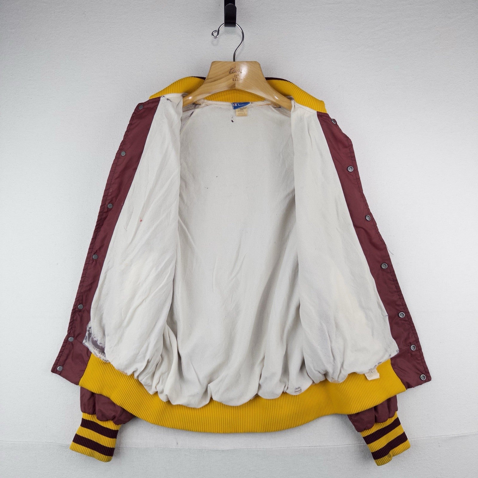 70’s Vtg Champion Eureka College Nylon Varsity Jacket Medium Snap Front Made USA