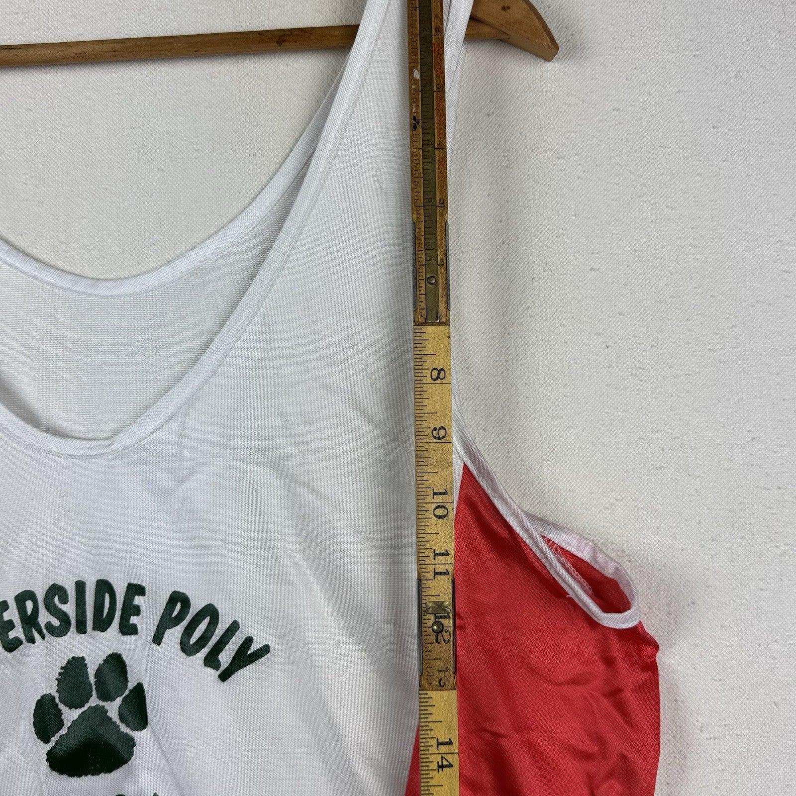 Vtg Riverside Poly High School CA Track Jersey Tank Top Made In USA White Orange