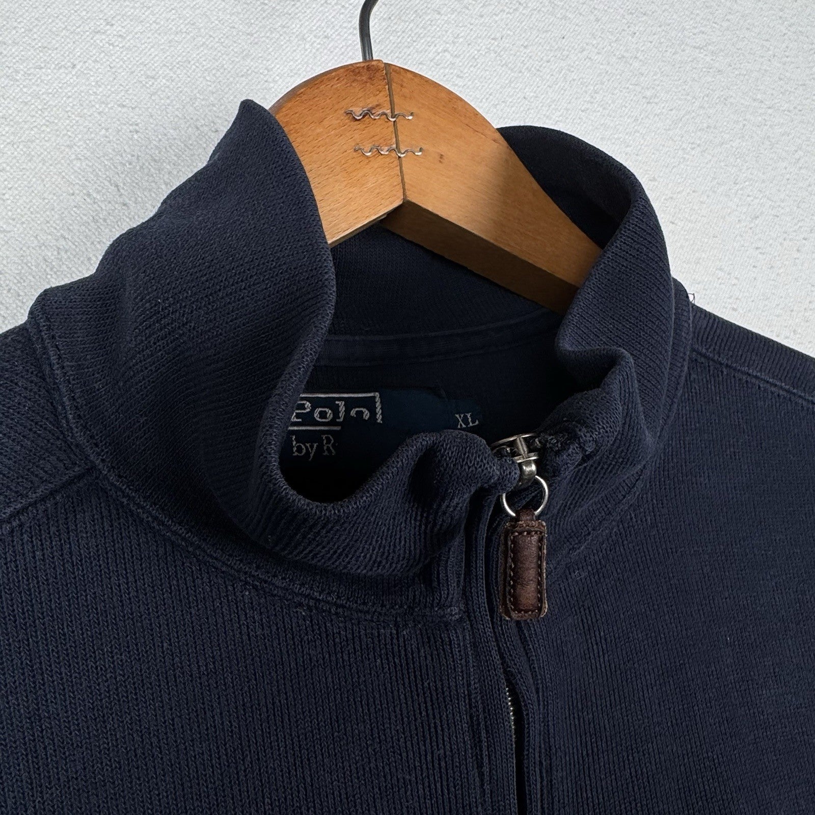 Vtg Polo Ralph Lauren Men's 1/4 Zip Pullover Sweater Navy Blue XL Made USA *Read