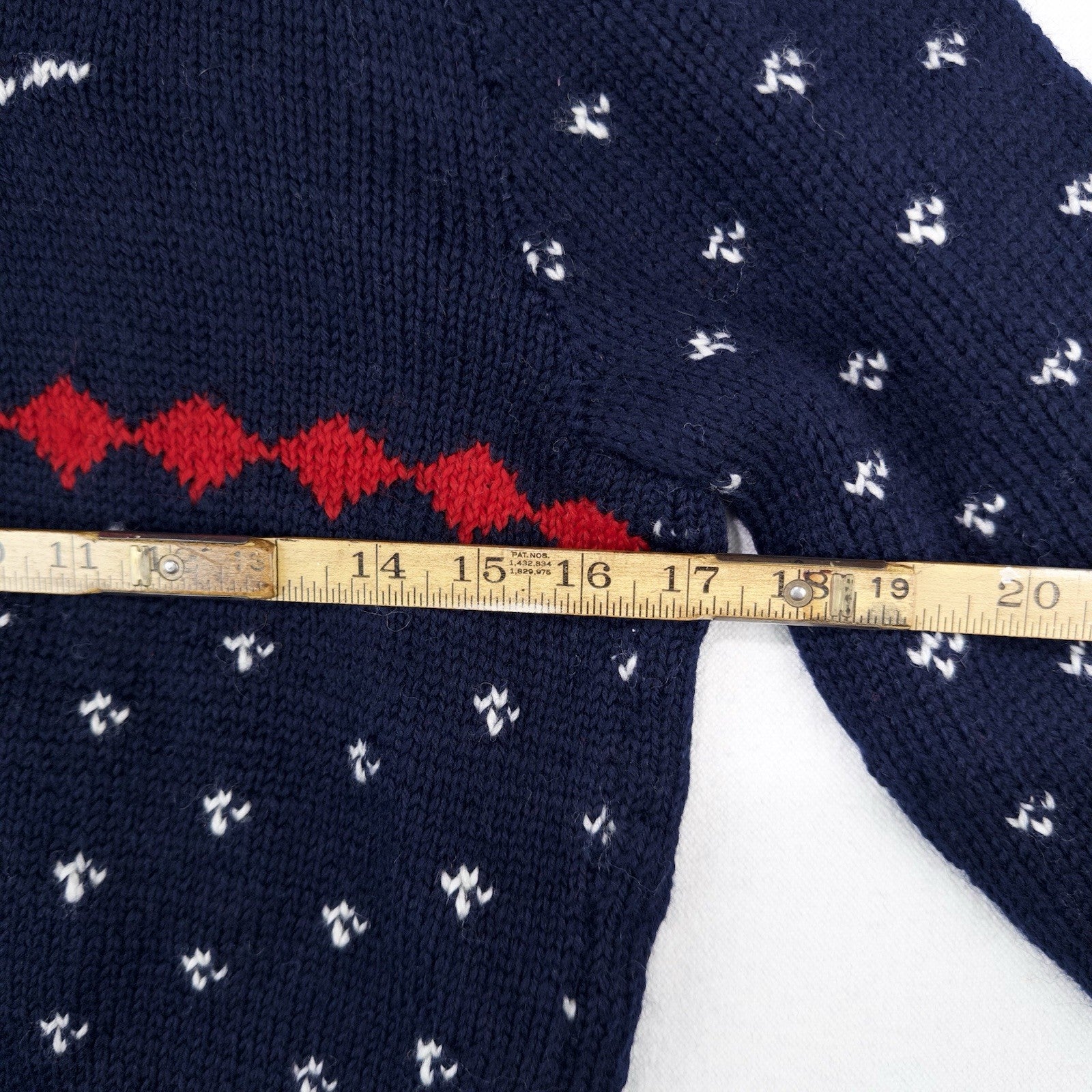 50’s Vtg Hand Knit Apres Ski Sweater Skier Blue Red Birds Eye Women’s S