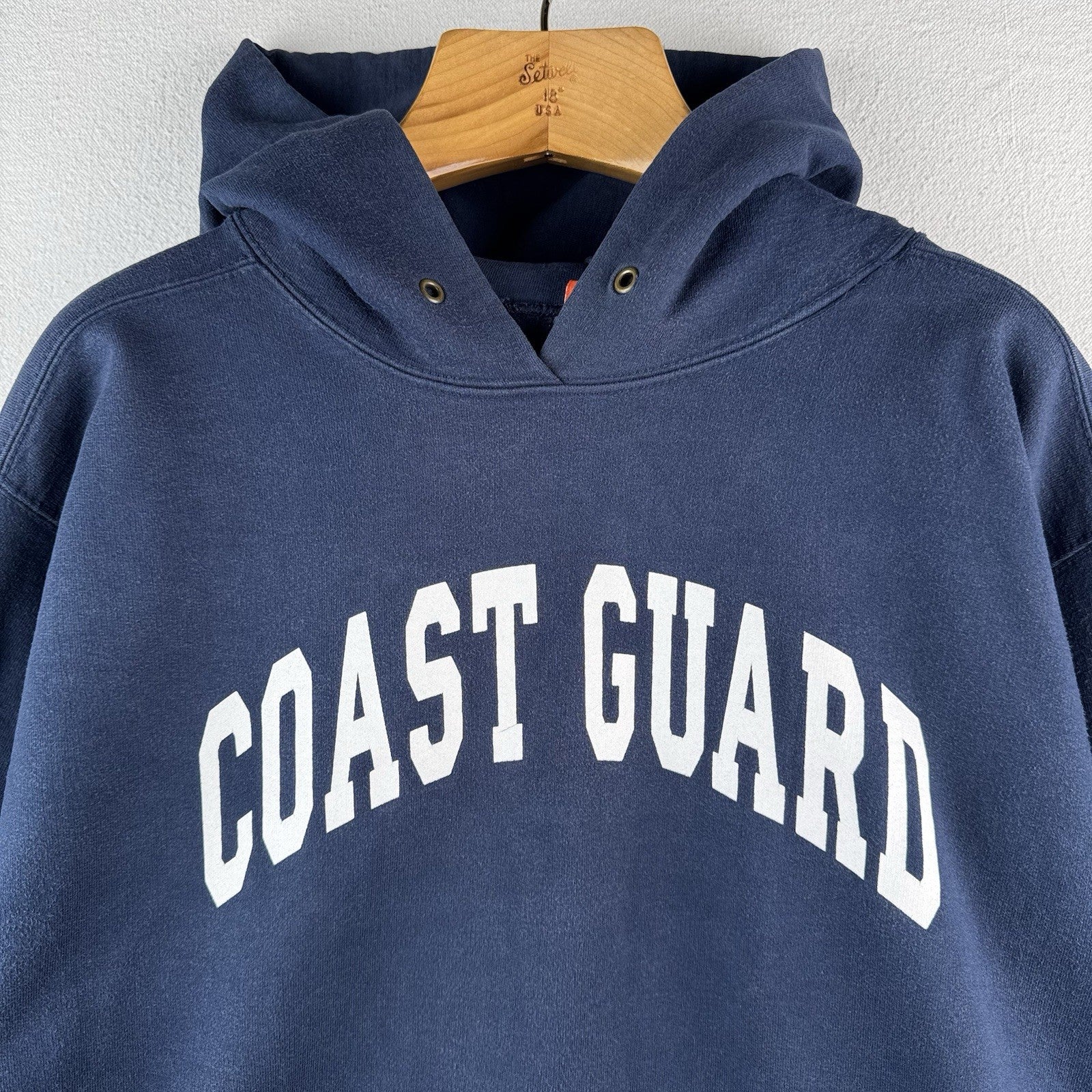 90s Vtg Coast Guard Reverse Weave Hoodie Sweatshirt Cotton Exchange Made USA - M