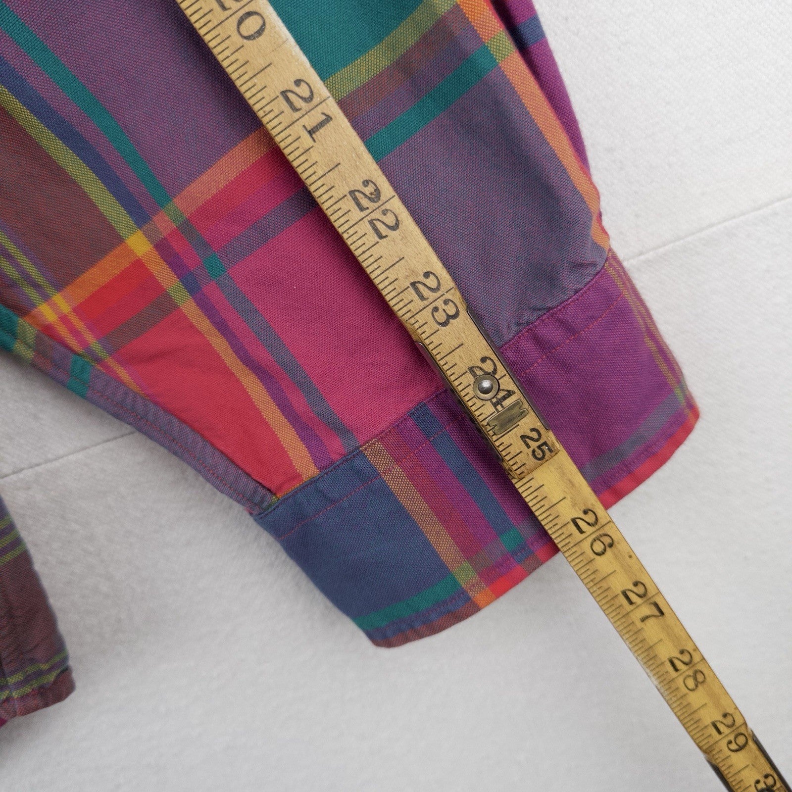 Polo Ralph Lauren Custom Fit Madras Plaid Shirt Mens 1XB Pink Blue Button Down