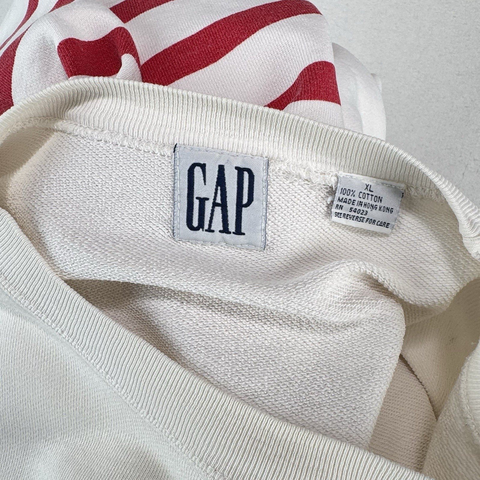 90’s Vtg Gap Red & White Striped Sweatshirt Nautical Flags “Pride” Code XL