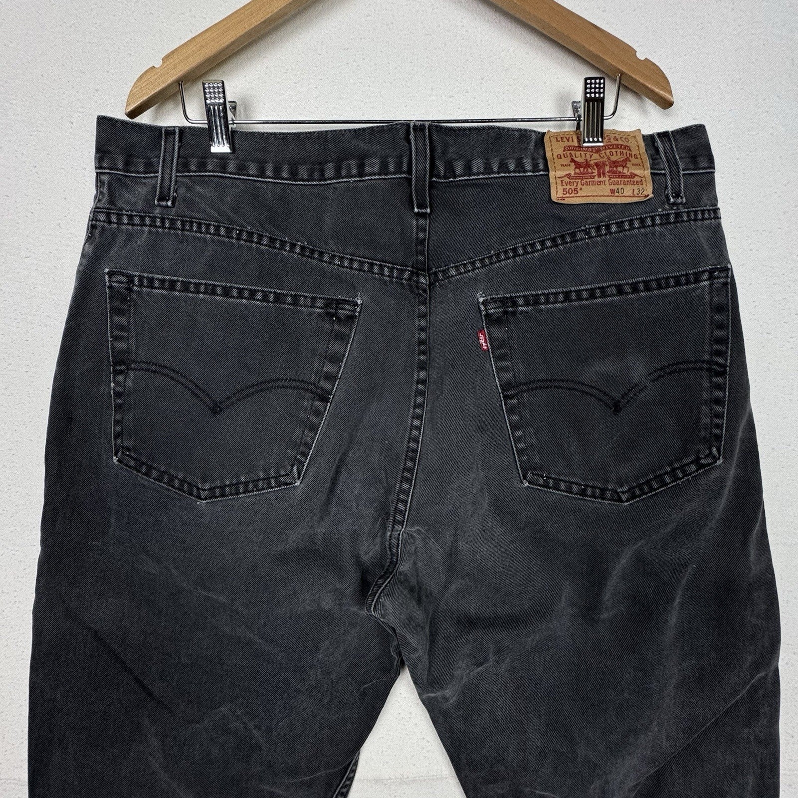 Levis 505 40x32 Straight Fit Lightwashed Black Denim Men's Jeans