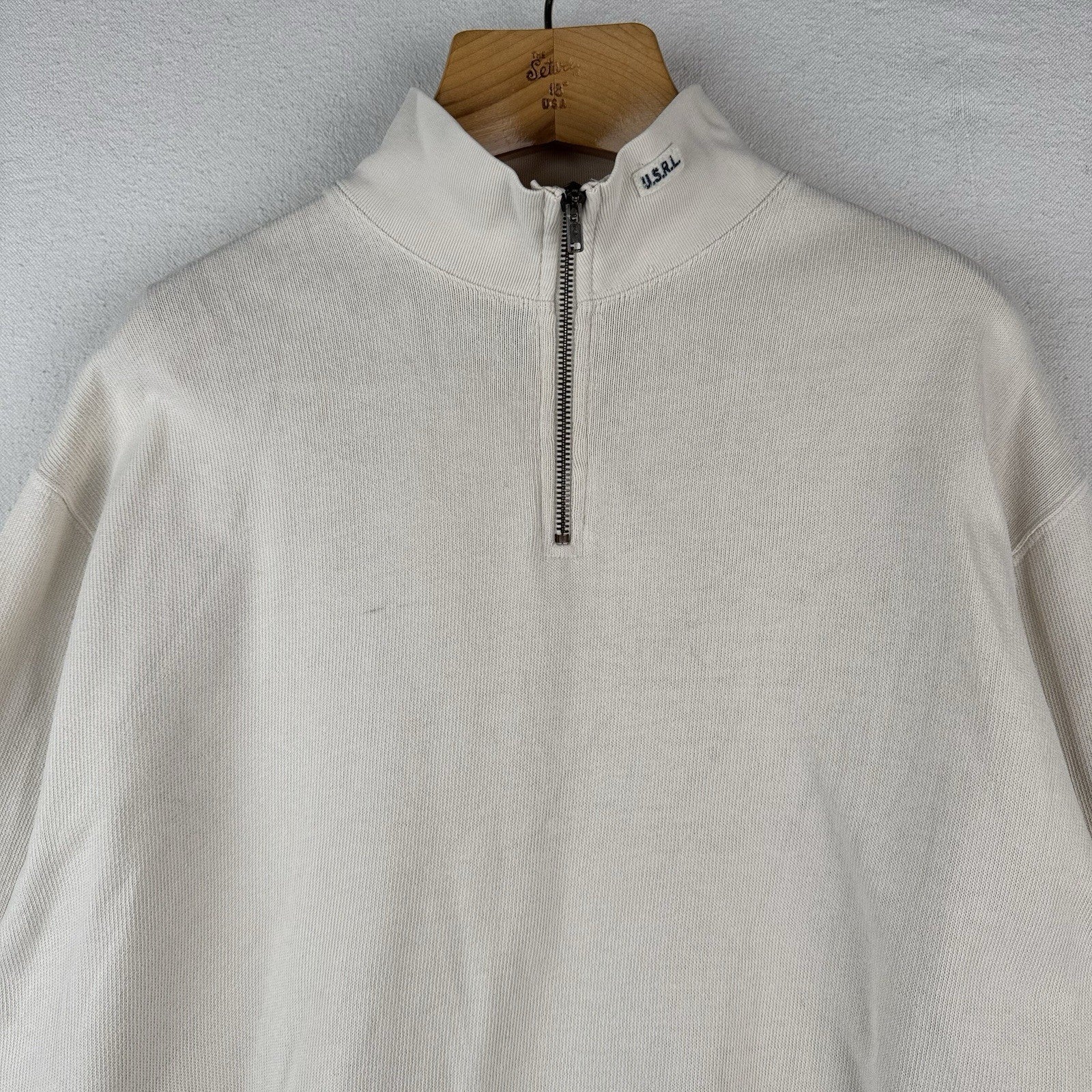 90’s Vtg Polo Sport Sportsman Ralph Lauren Men’s XL Beige Cream 1/4 Zip Sweater