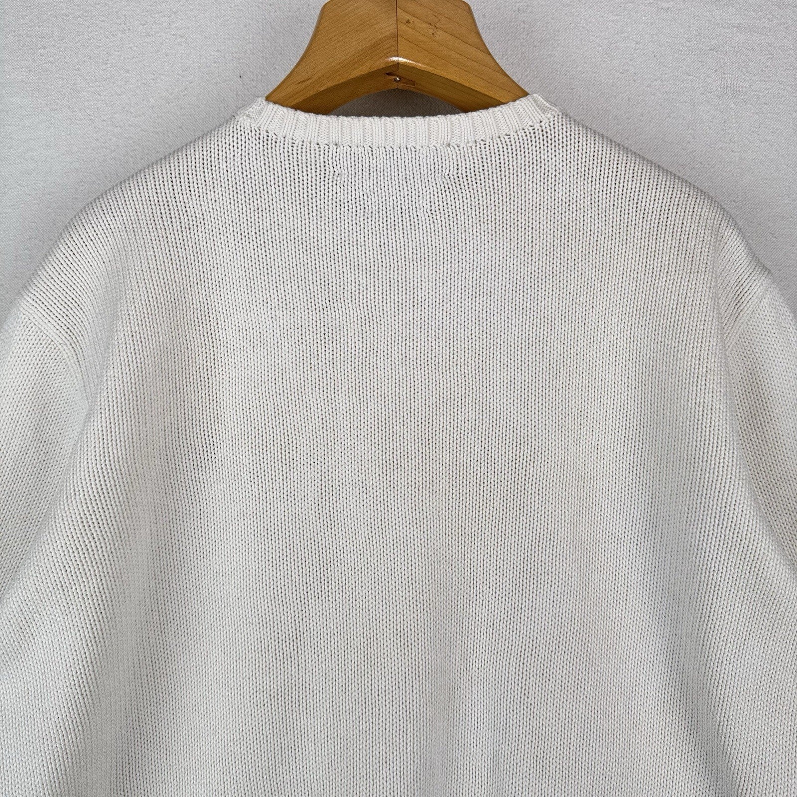 90’s Vintage Polo Ralph Lauren Men’s XL White Cotton Knit Crewneck Sweater *Read