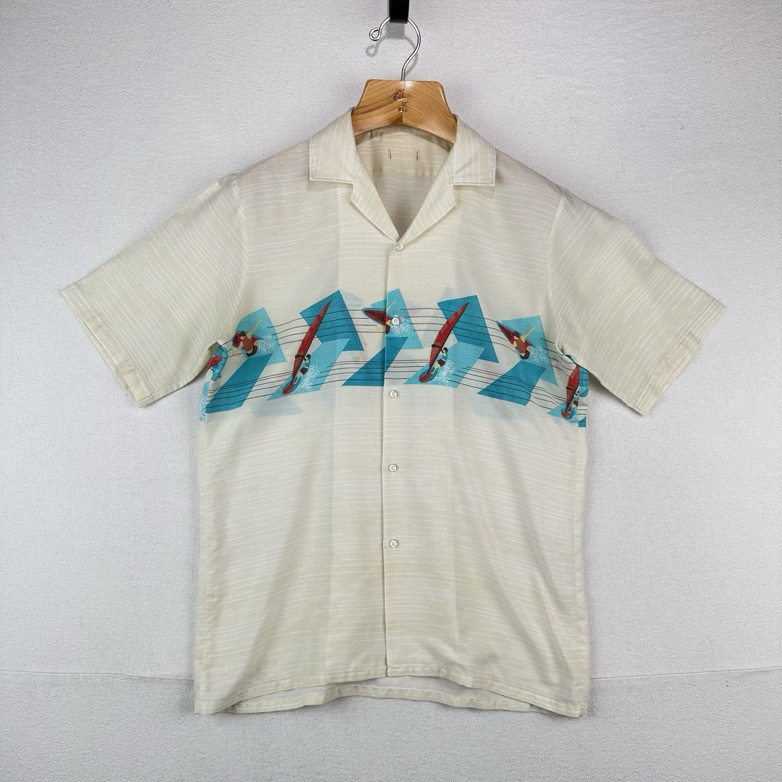 50’s 60’s Vtg Hawaiian Wind Water Surf Camp Resort Shirt Men’s L (40) *No Tag