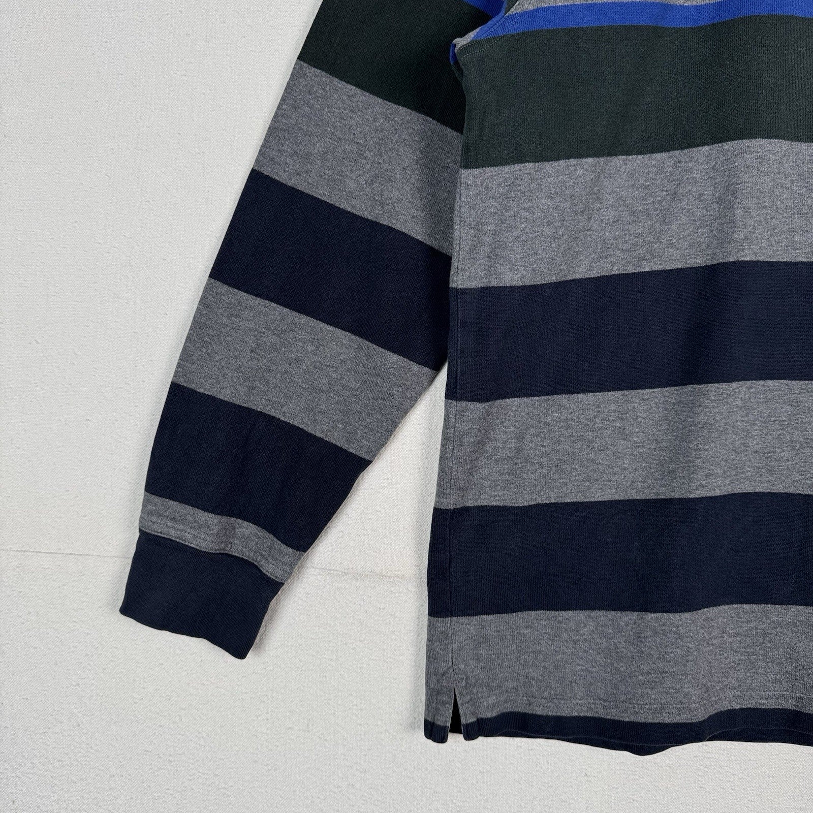 Brooks Brothers Rugby Shirt Men's Large Blue Green Gray 346 Striped Polo *Read