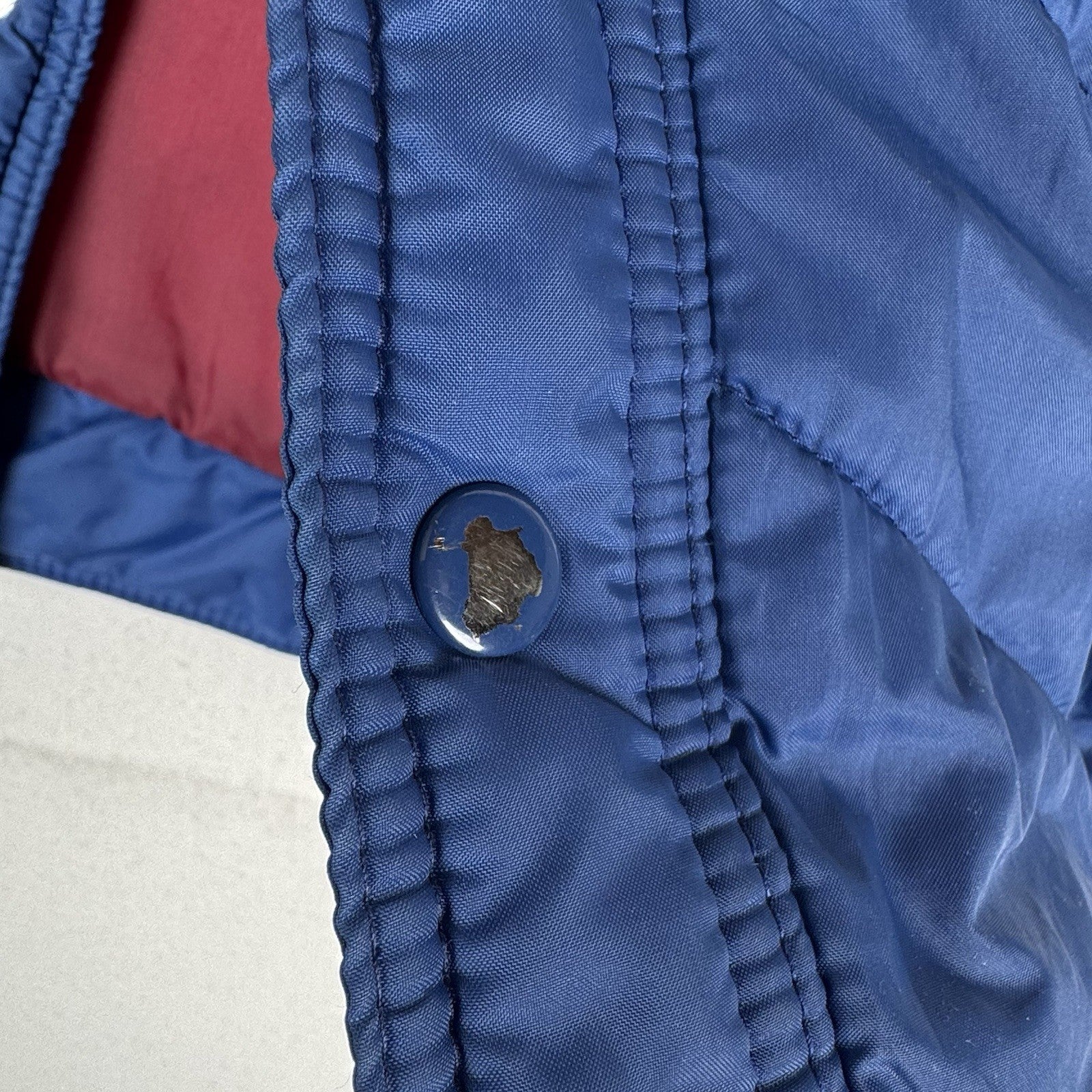 Vtg 70-80s Alpine Ski Puffer Vest Mens M Gray Blue Red Color Block Snap Front
