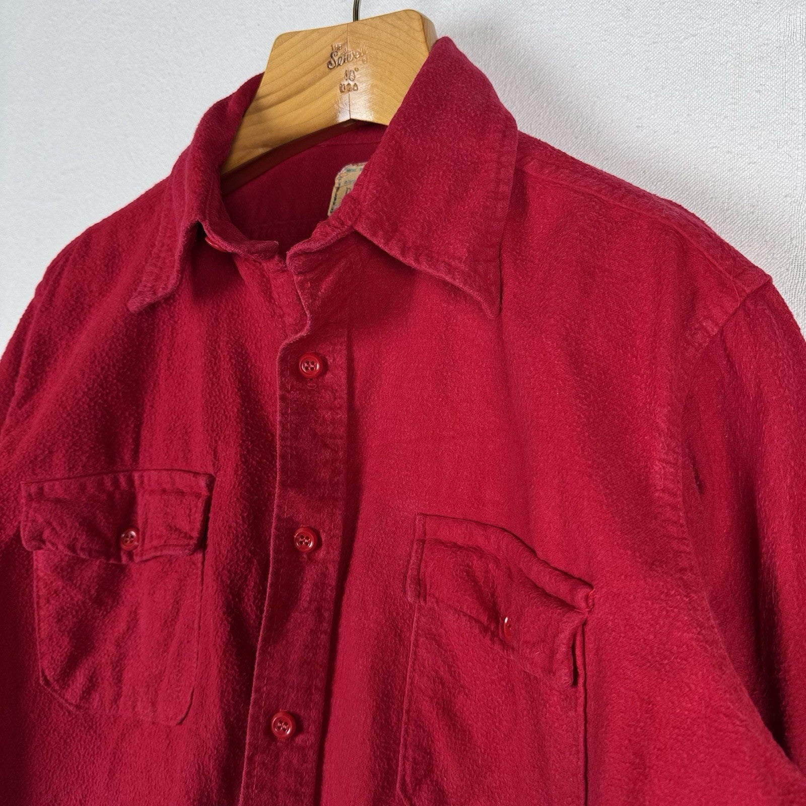 Vintage Melton Deerskin Chamois Flannel Shirt Adult Medium Red 46”