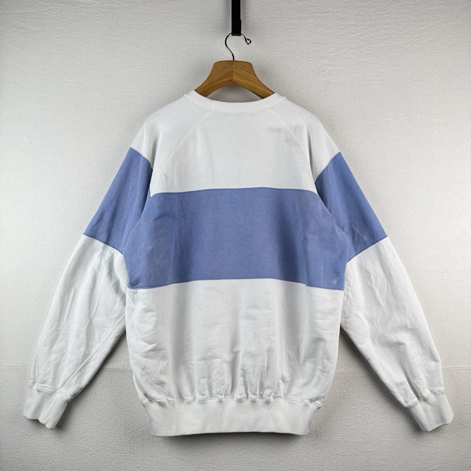 90’s Vtg Polo Ralph Lauren Men L Color Block Sweatshirt Blue White French Terry