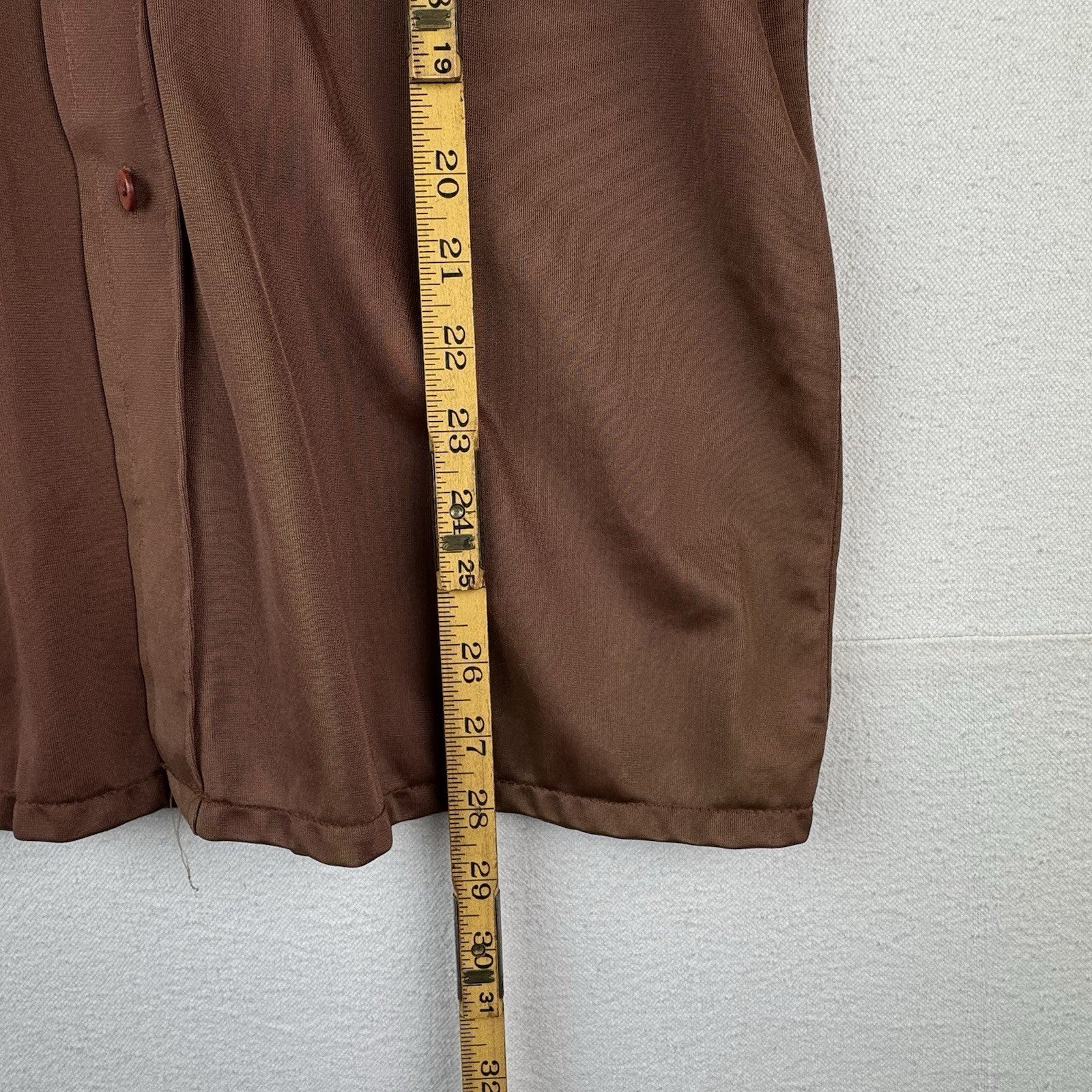 70’s Vintage Bradford Mens Medium Brown Nylon Dagger Collar Shirt