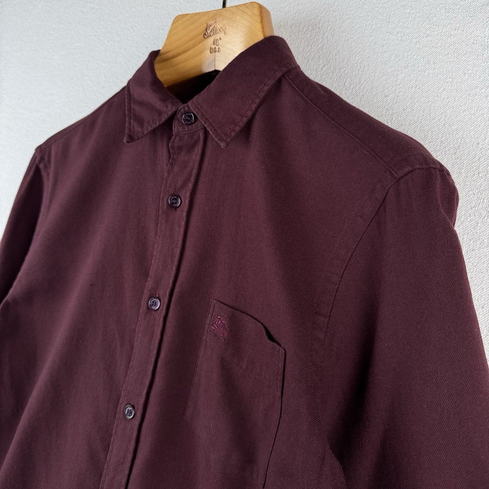 Burberry London Shirt Mens Small Wine Red Button Down Long Sleeve