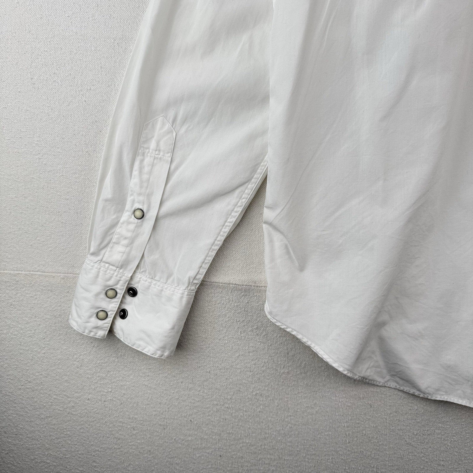 90’s Vintage Polo Ralph Lauren Mens L Western Classic Fit Pearl Snap Shirt Ivory