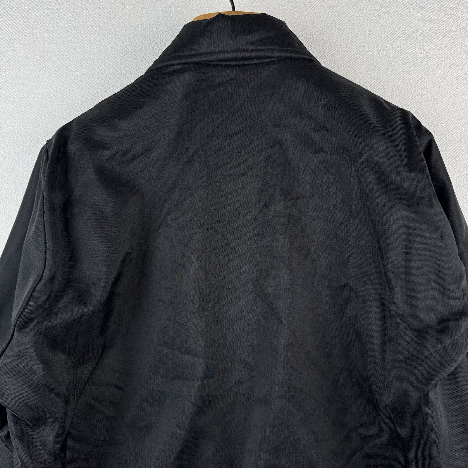 70's Vtg Parker Hannifin Fleece Lined Coach Jacket Chain Stitched "Carl" Black L