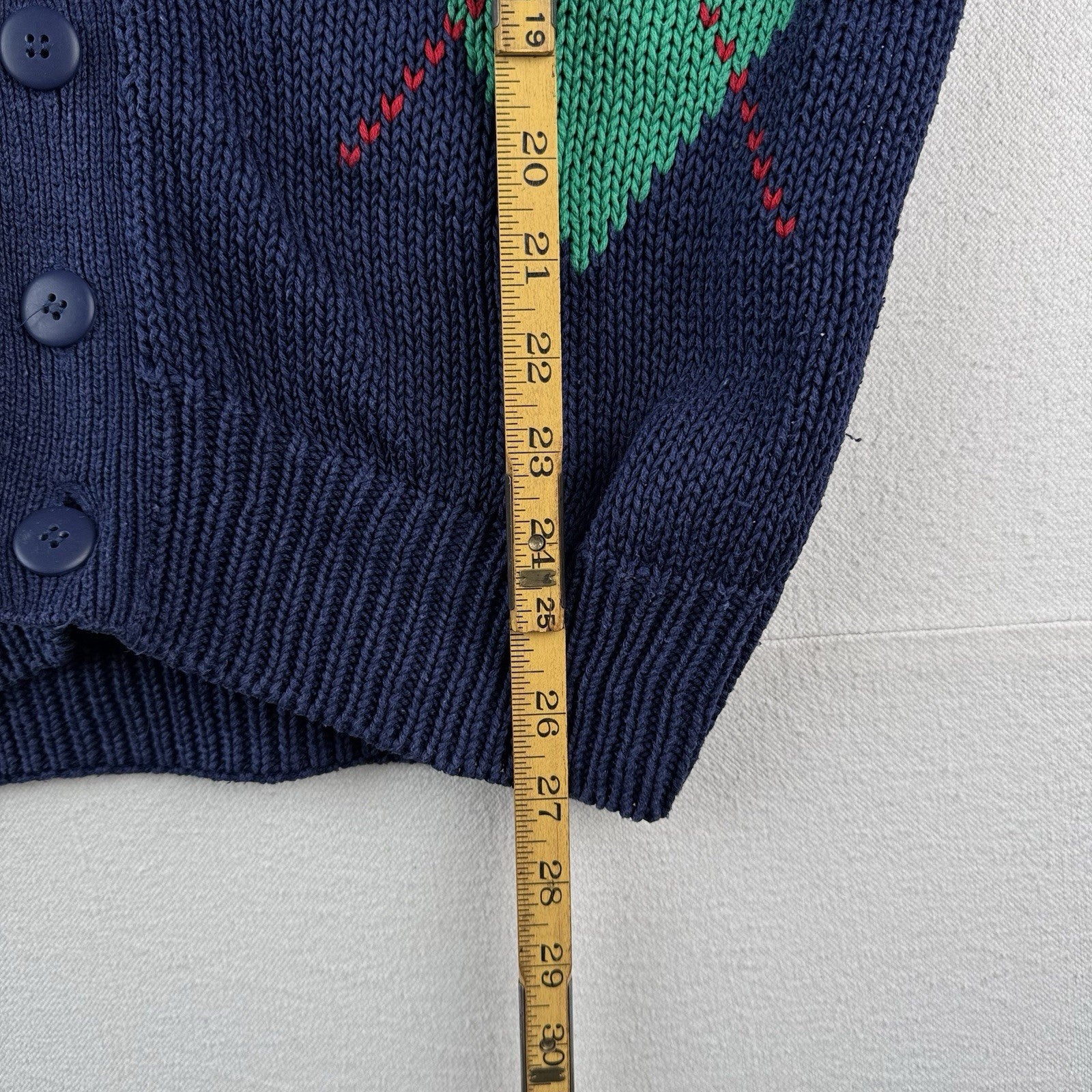 80’s Vintage Argyle Cardigan Sweater Blue Diamond Knit Unisex Medium