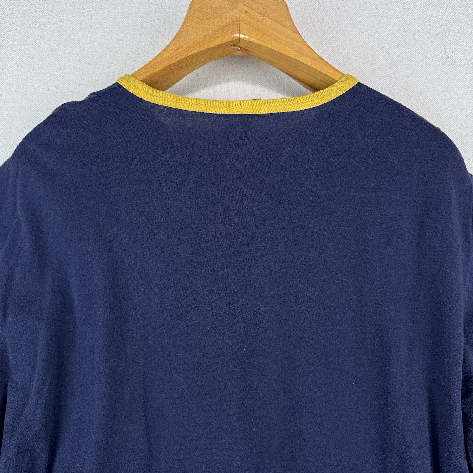 90’s Vtg Polo Ralph Lauren RL Crew Ringer T-Shirt Blue Yellow Mens L