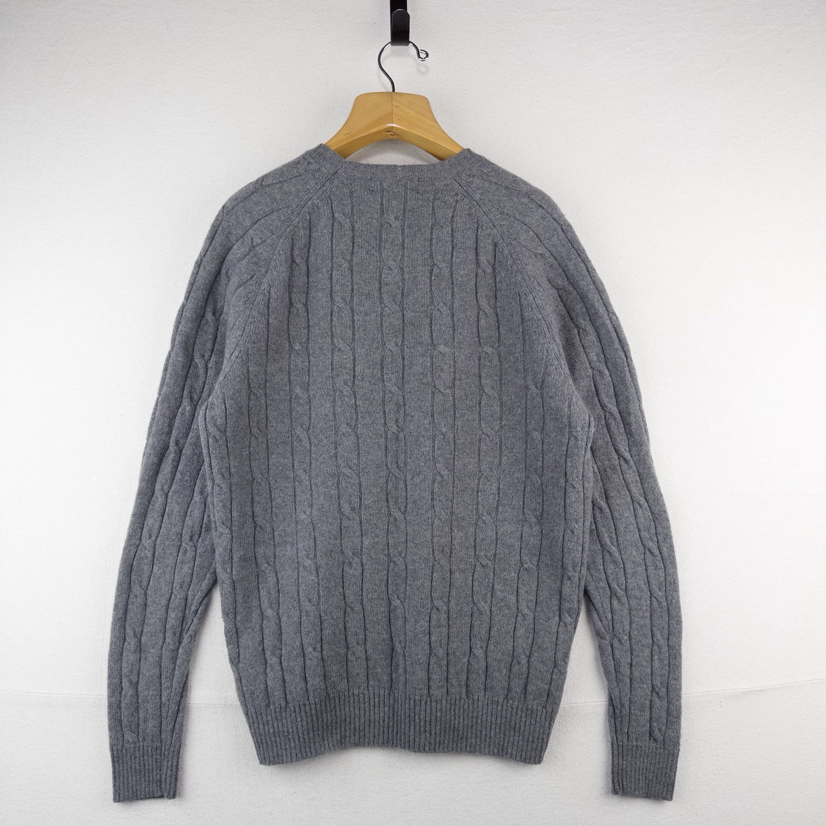 Brooks Brothers Gray 100% Italian Lambswool Cable Knit Sweater Men’s XL