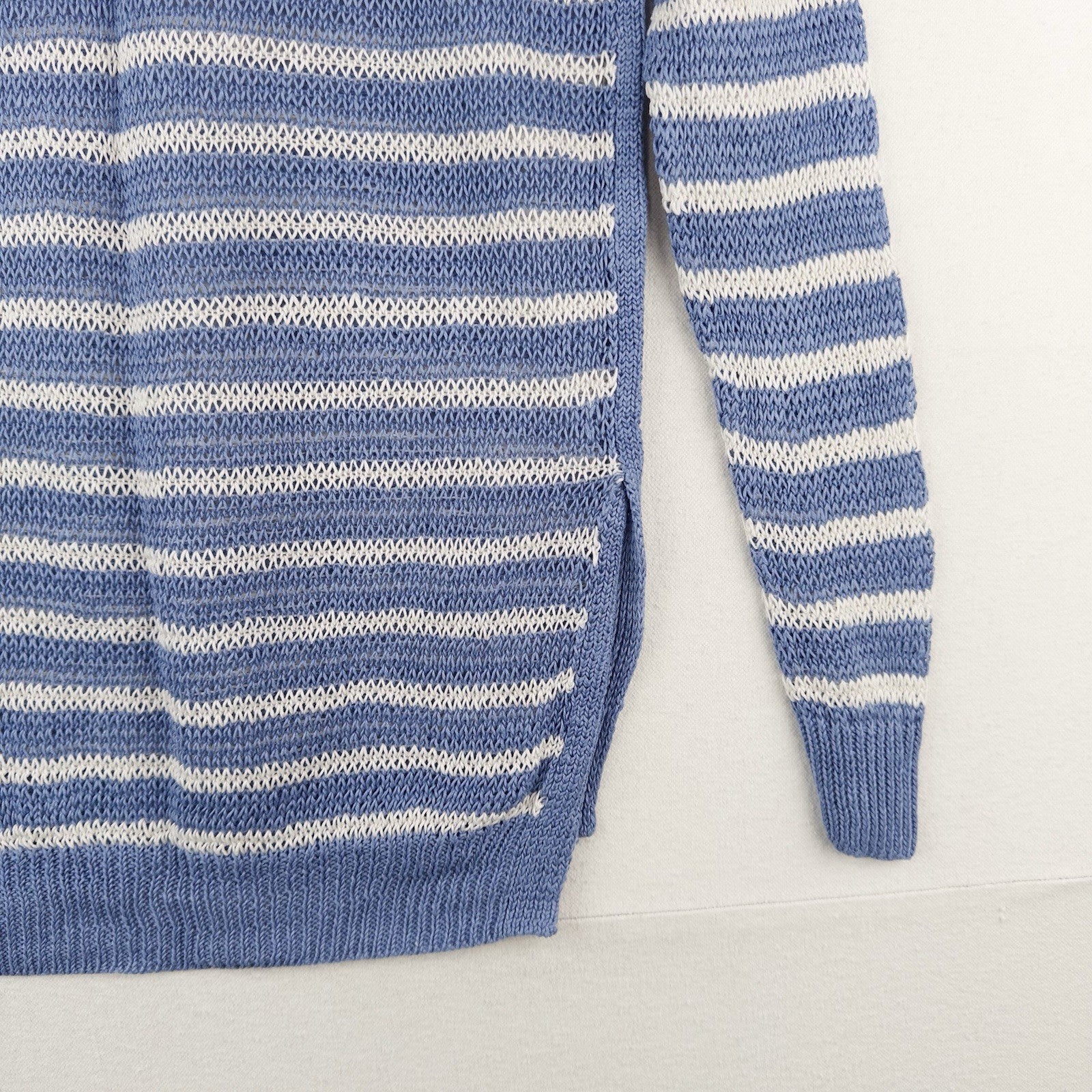 Polo Ralph Lauren Womens XS Boat Neck Blue Striped 100% Linen Knit Sweater Beach