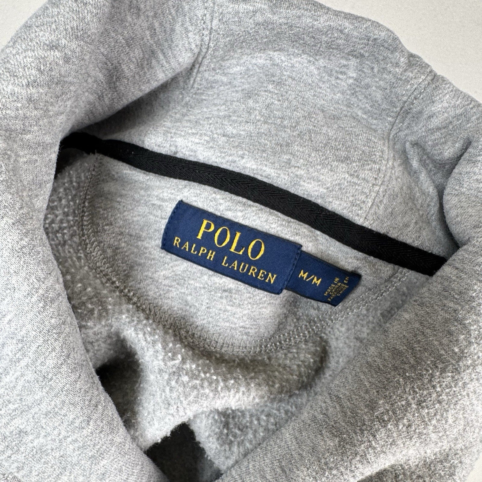 Polo Ralph Lauren Men’s Medium Jersey Shawl Collar Sweater Gray Button Zip