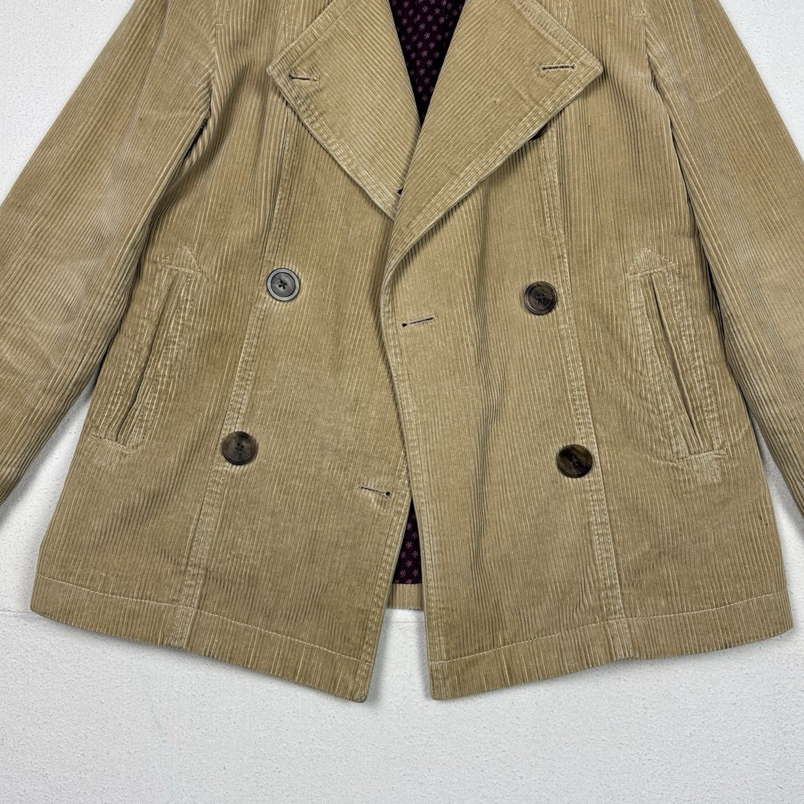 Gap Coat Jacket Womens S Double Breasted Corduroy Tan Beige