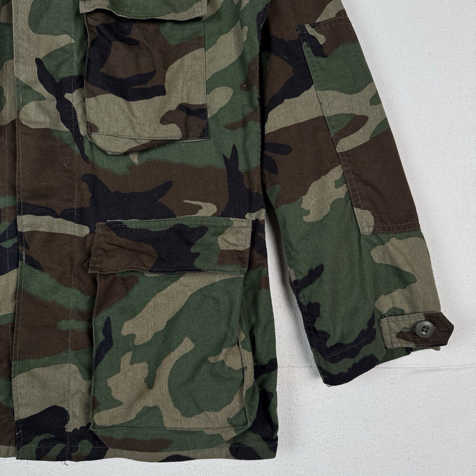 Military Woodland Camo 2 Piece Combat Shirt Jacket Cargo Pants Men Small Long