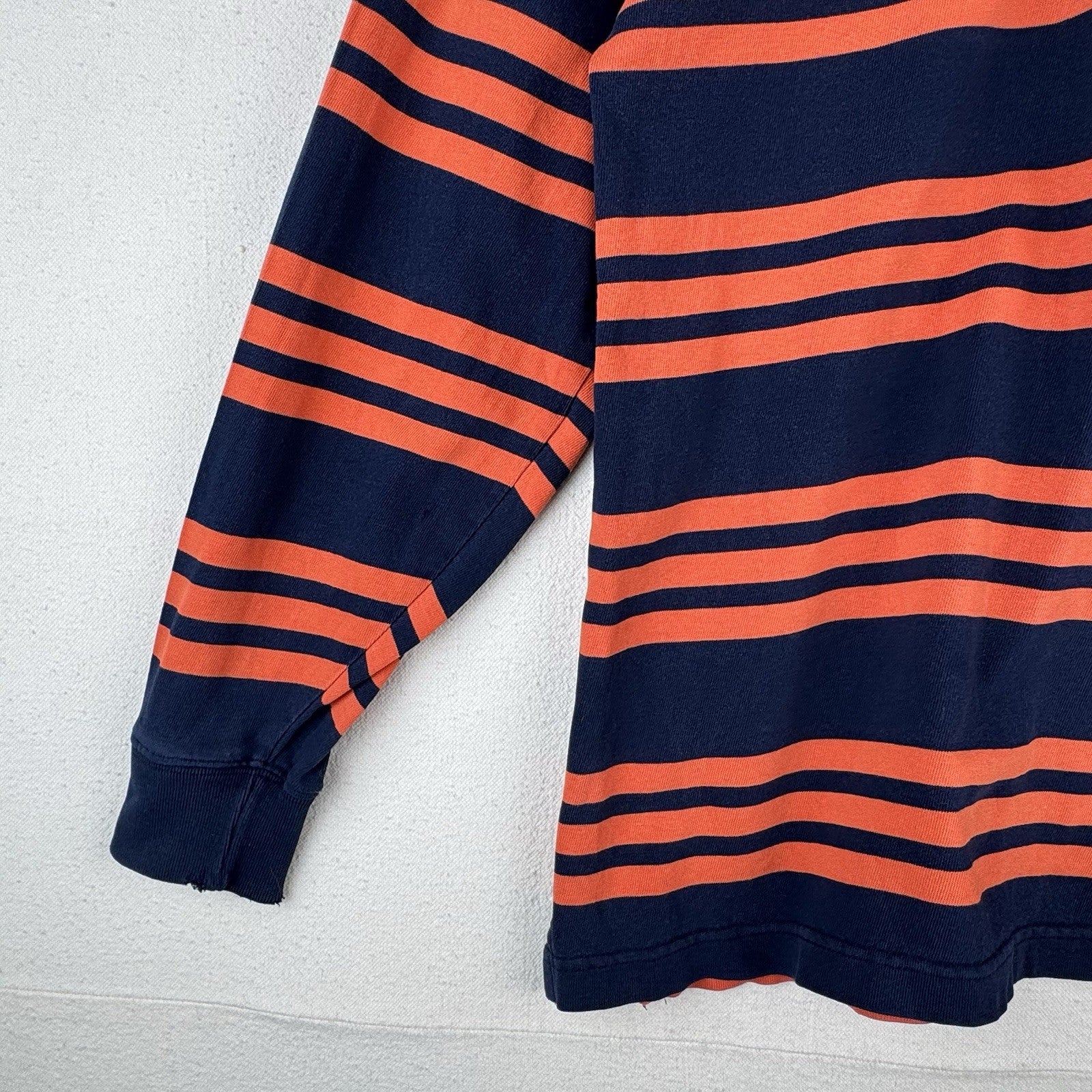 90’s Vtg Ralph Lauren Polo Sport Women’s Medium Orange Blue Stripe Shirt 17”