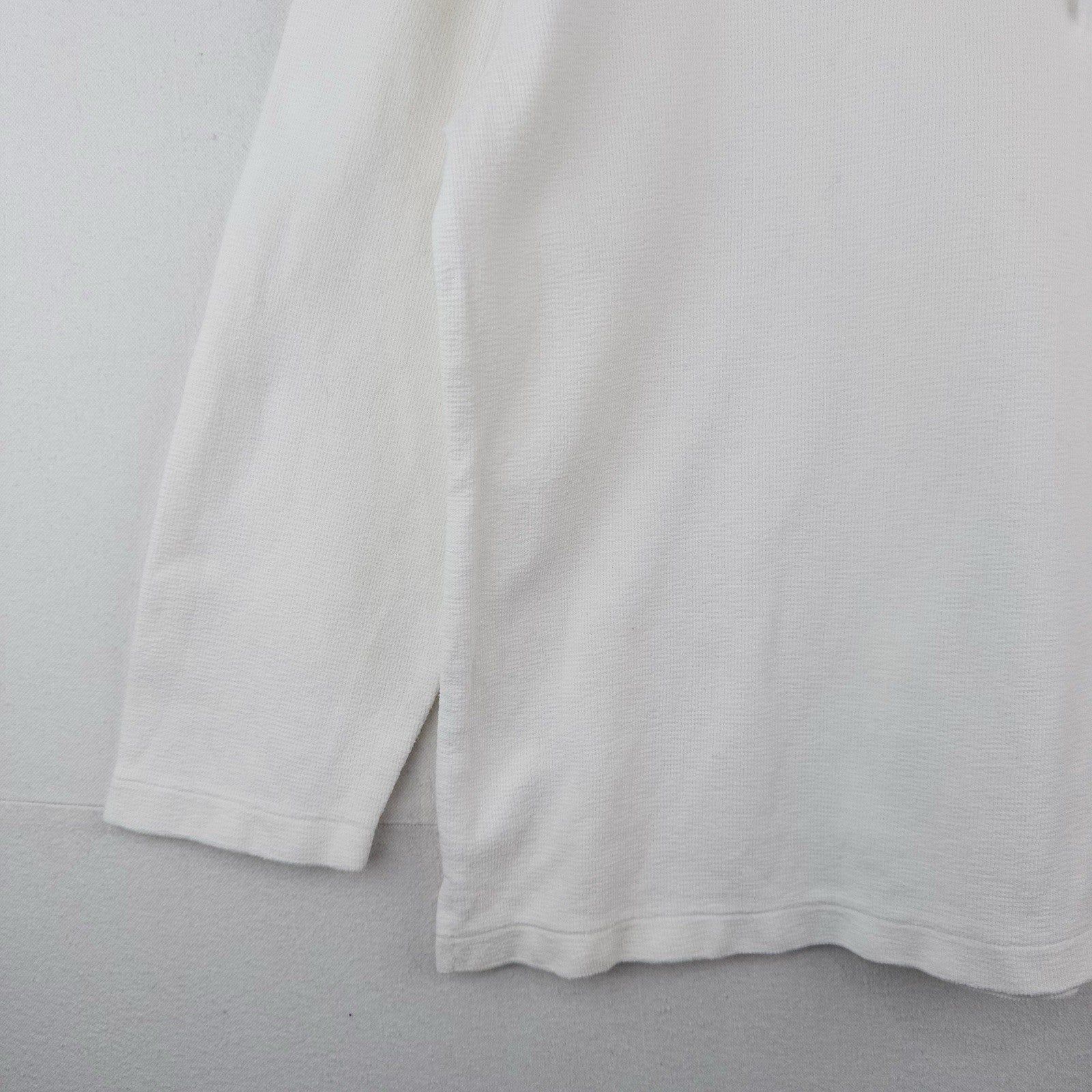 70s Vtg White Lace Up Tunic Shirt Men’s L Long Sleeve Polo Collar Boho Peasant