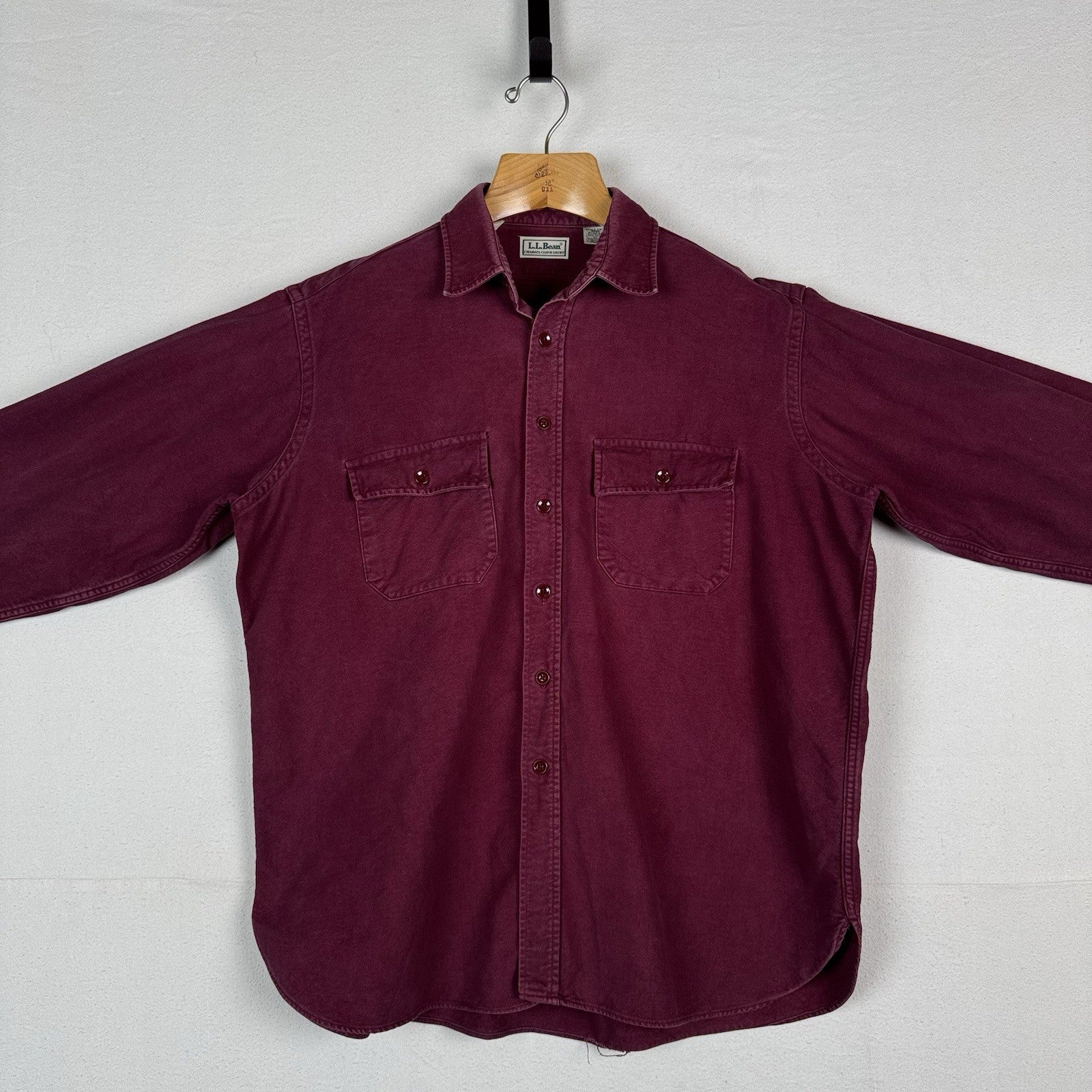 Vintage L.L. Bean Men’s XL Chamois Heavy Flannel Shirt Burgundy Made in USA