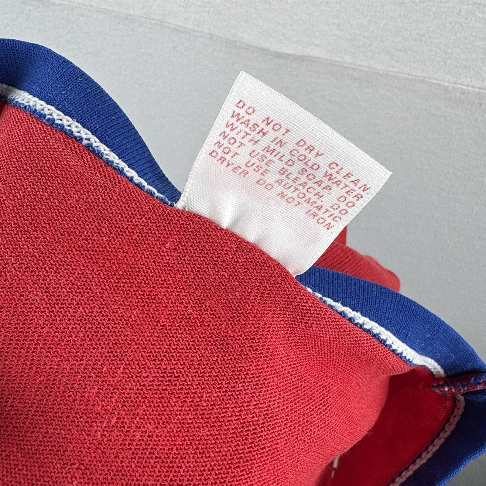 60’s Vtg Rawlings Jersey Ringer Shirt Stripe Red White Blue XL Rayon Made USA
