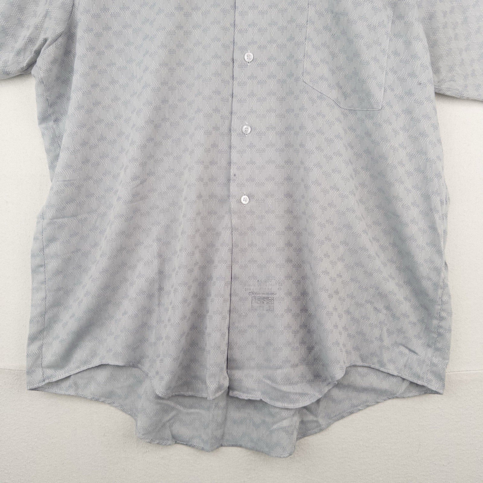 70’s Vtg Manhattan Torque 16.5 M Blue Button Down Shirt Lightweight Jacquard