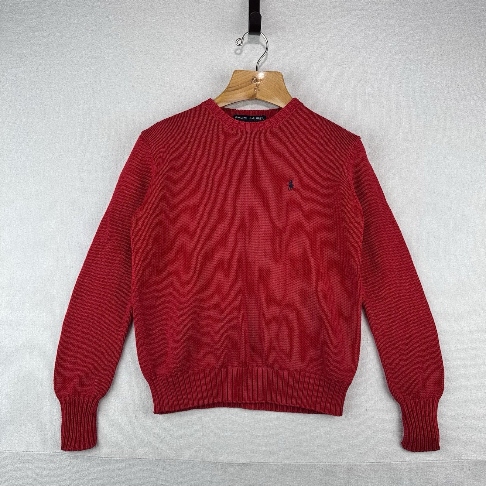 Vintage Ralph Lauren Polo Sport Men’s S 100% Cotton Crewneck Sweater Red
