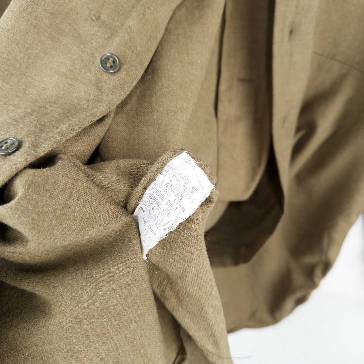 40’s Vtg WWII Wool Gas Flap Army Military Button Uniform Work Shirt Gussets