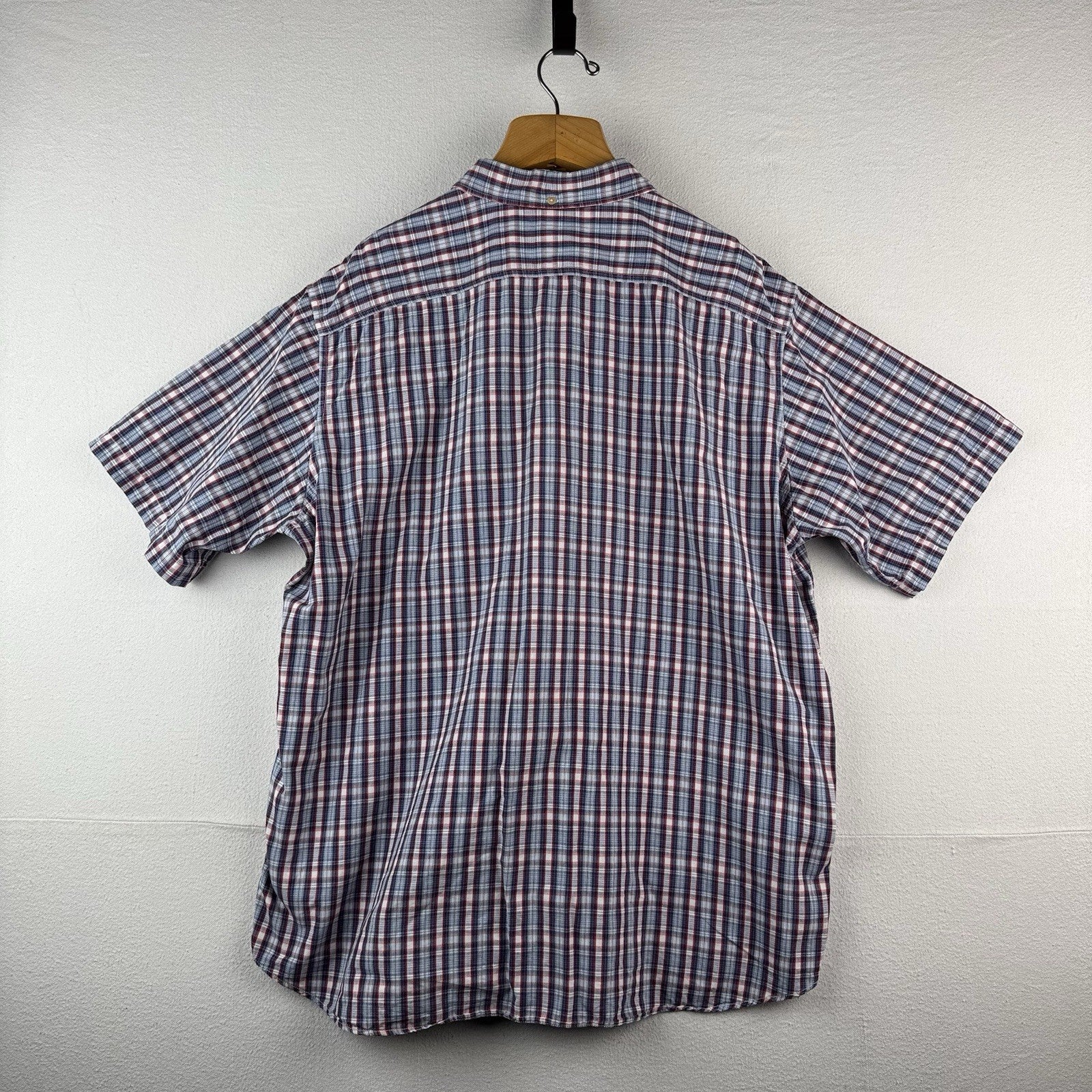 Vintage Polo Sport Ralph Lauren Men’s XL Red Blue Plaid Cotton Camp Shirt