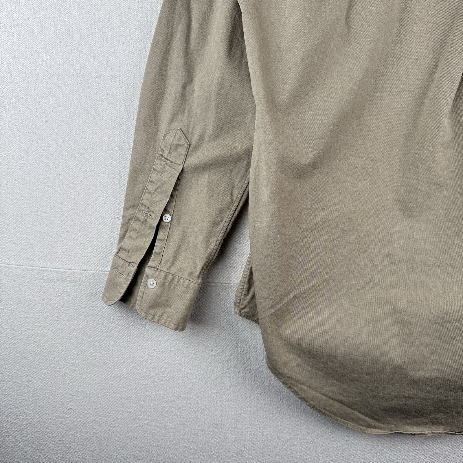 Vintage Polo Ralph Lauren Button Down Shirt Men's Small Large Khaki 100% Cotton