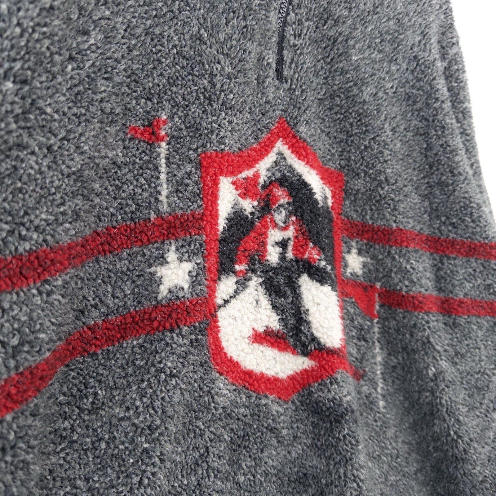 90’s Vtg Lands End Skier Graphic Pullover Fleece Jacket Made USA Women's L 14-16