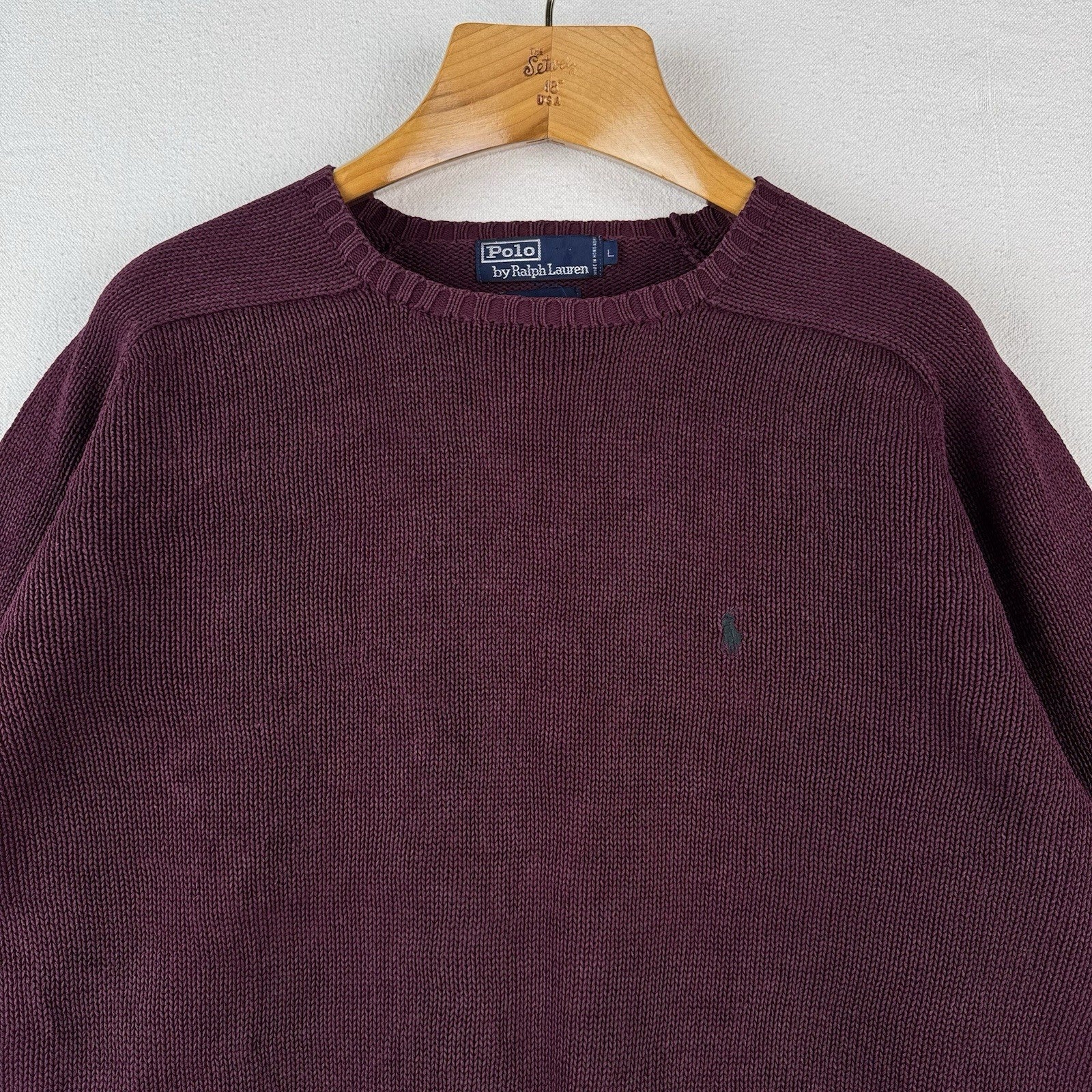 90’s Vintage Polo Ralph Lauren Sweater Men’s XL Eggplant Purple Cotton