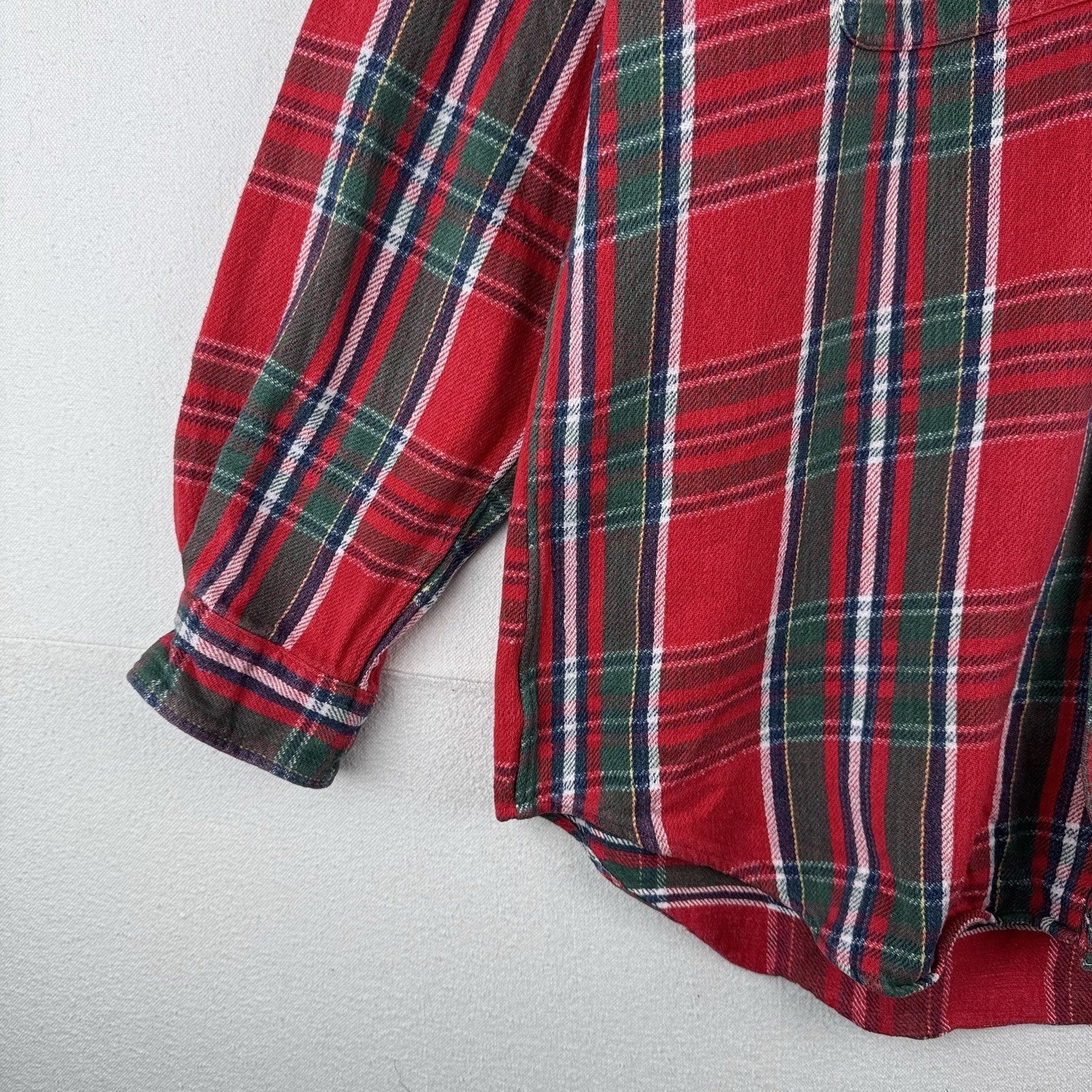 Vtg Polo Ralph Lauren Lowell Sport Red Green Button Up Heavy Flannel Shirt Large