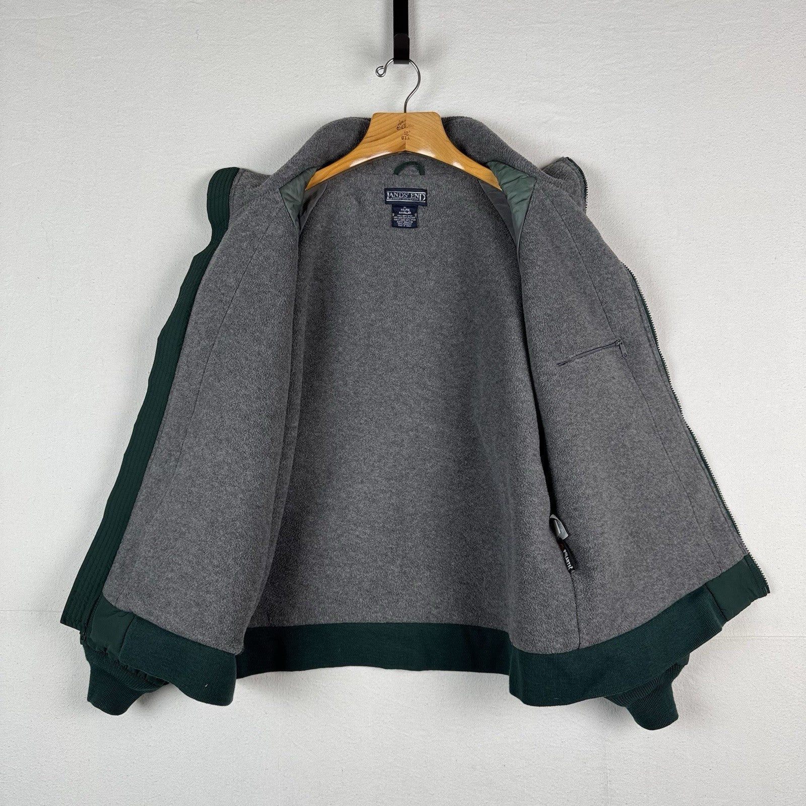 Vintage Lands End Men’s XL Hunter Green Squall Jacket Fleece Lined Jacket