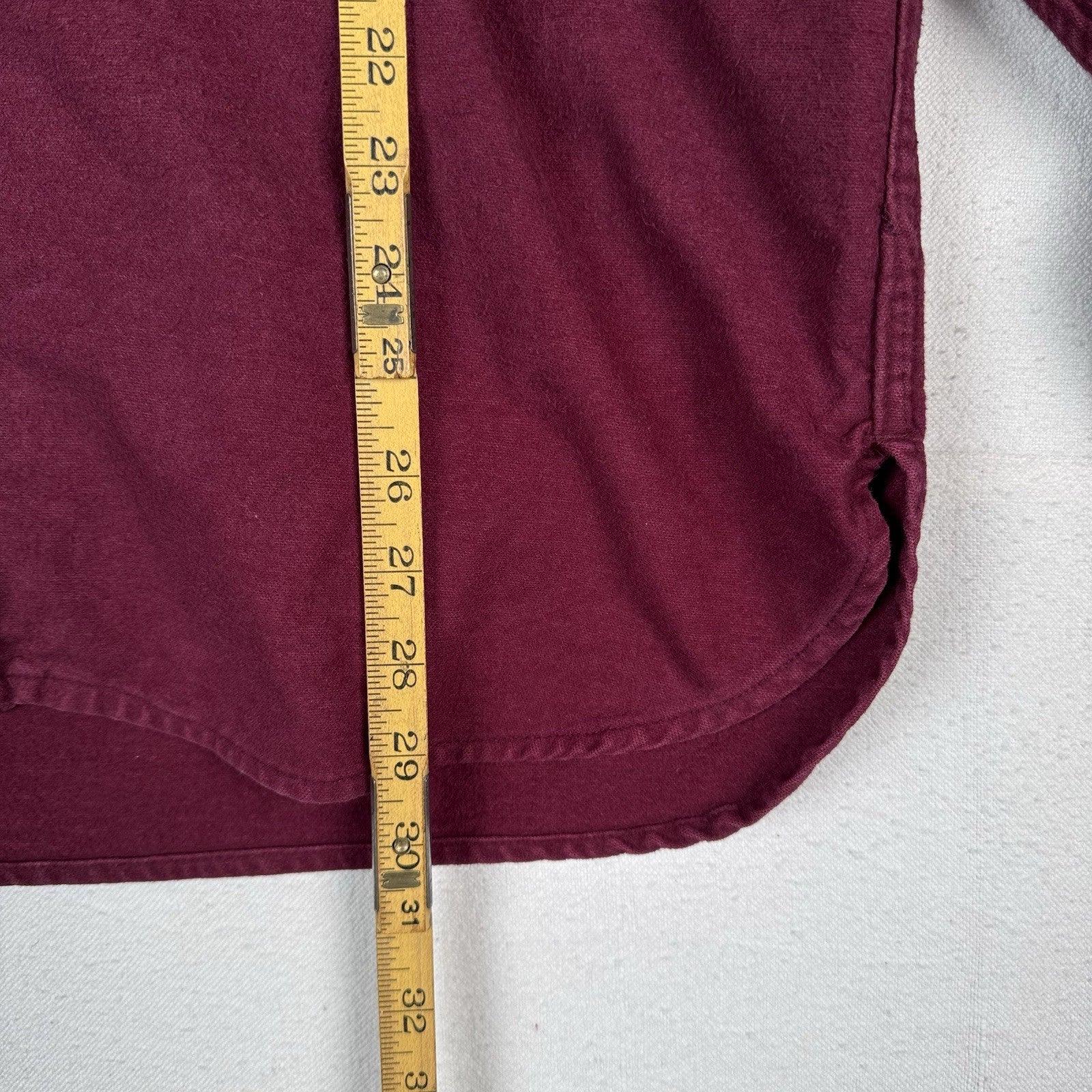 Vintage Eddie Bauer Men’s Large Burgundy Red Heavy Flannel Chamois Made USA