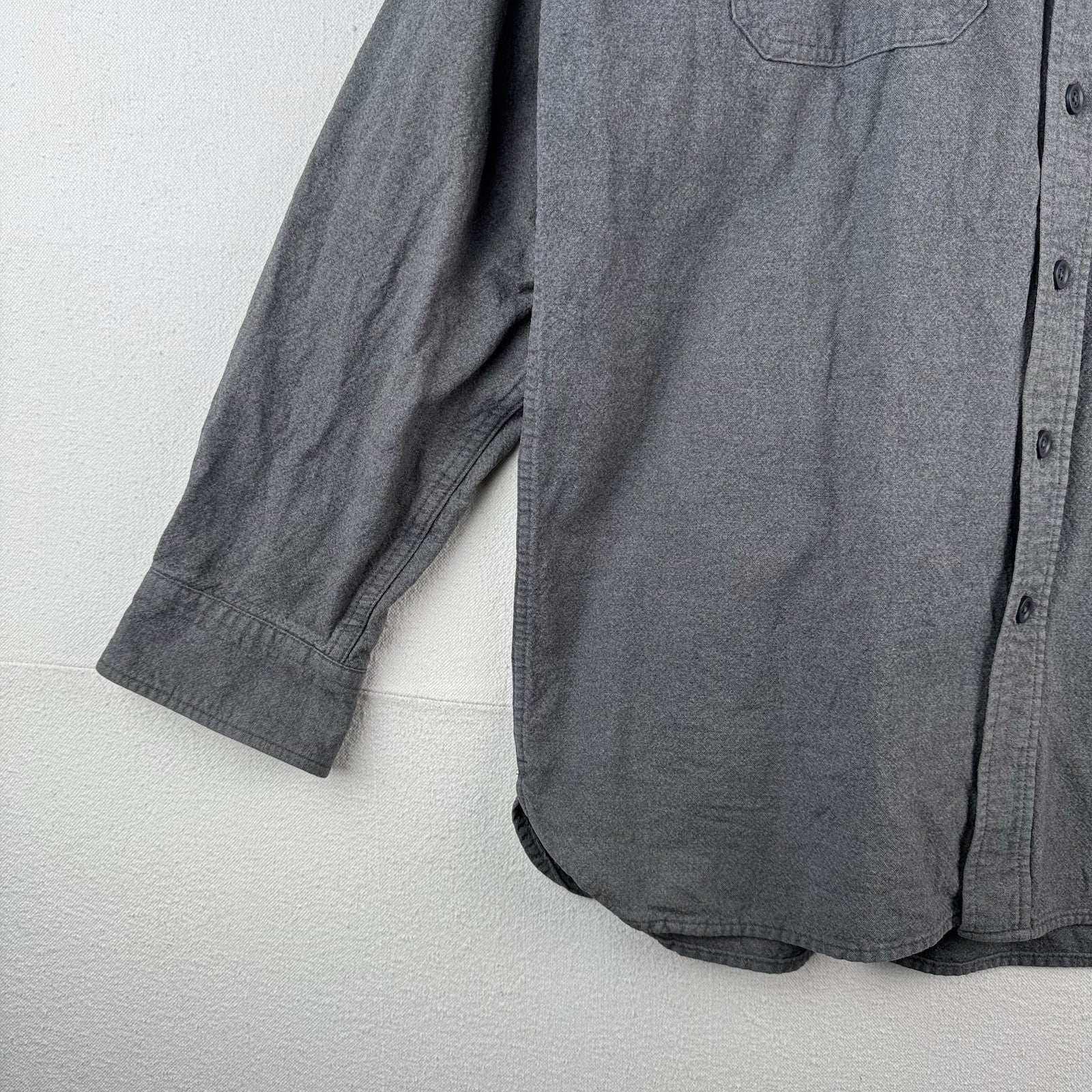 Vintage LL Bean Mens Medium Tall Chamois Flannel Shirt Gray 100% Cotton