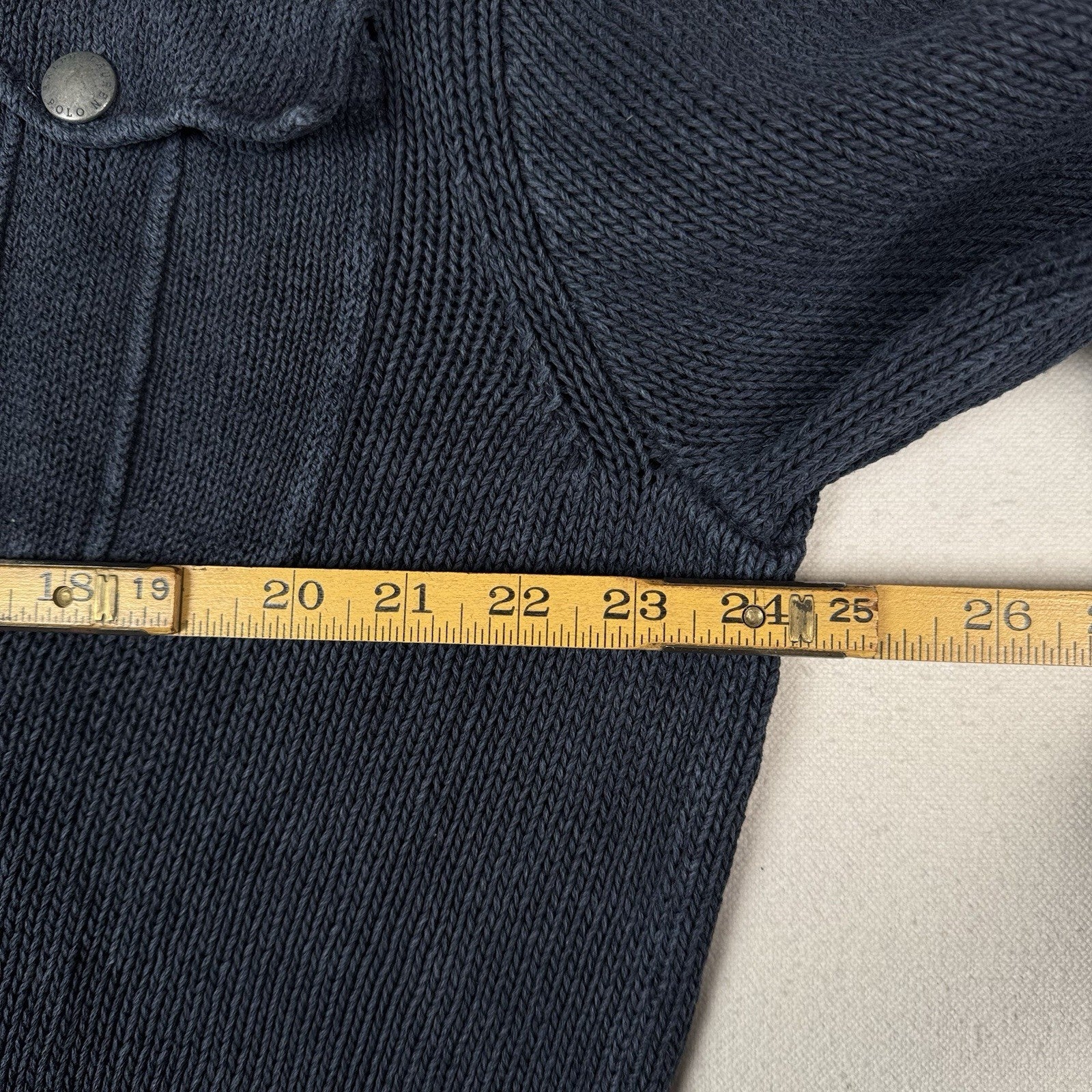 Vintage Polo Ralph Lauren Shawl Collar Sweater Men’s XL Blue Linen Cotton Blend